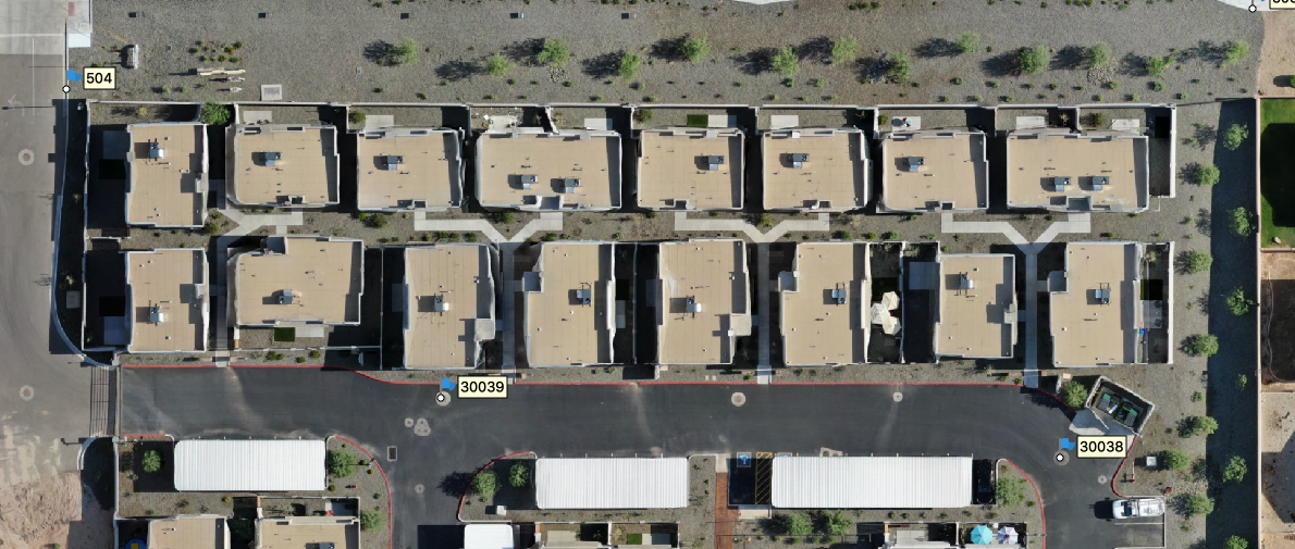 Drone inspecting a roof