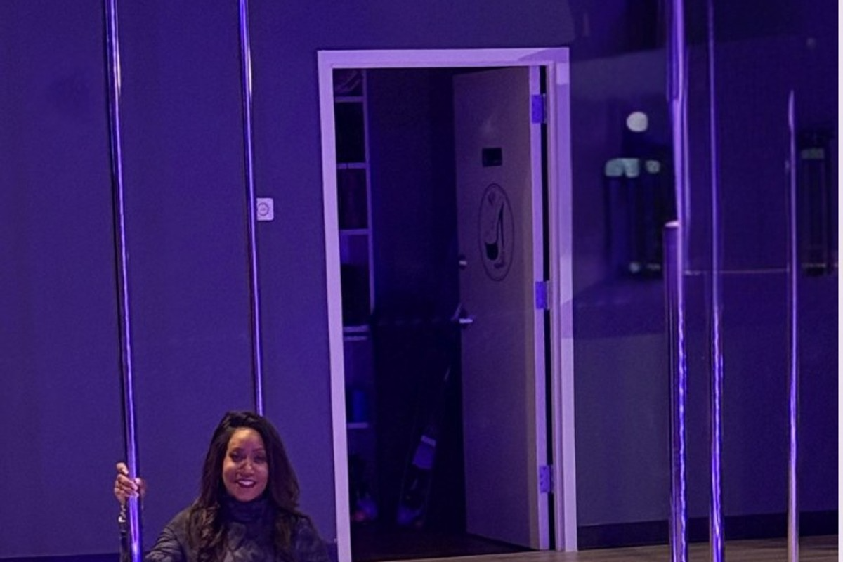 Charlene Wheeless at the pole studio
