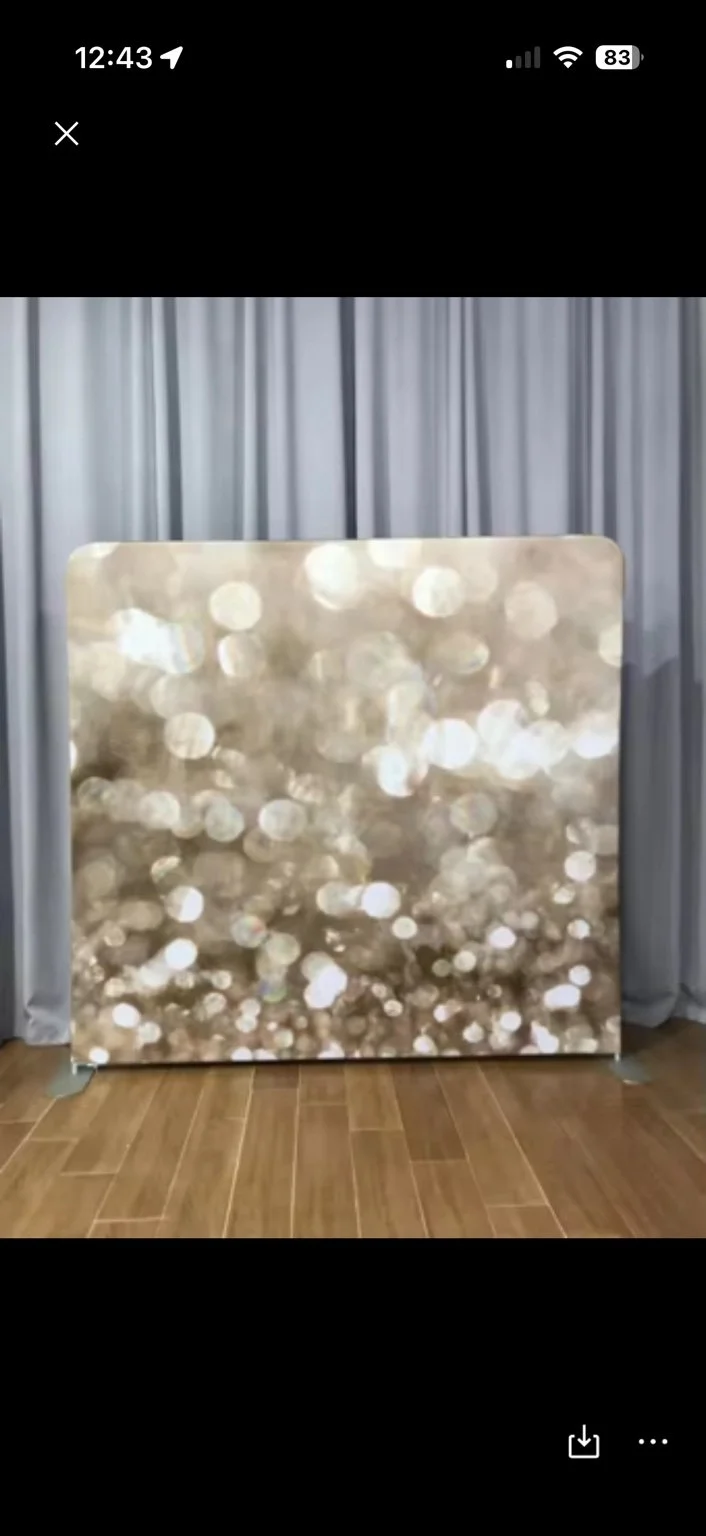 Champagne Glow backdrop design reference with soft champagne and ivory circles.