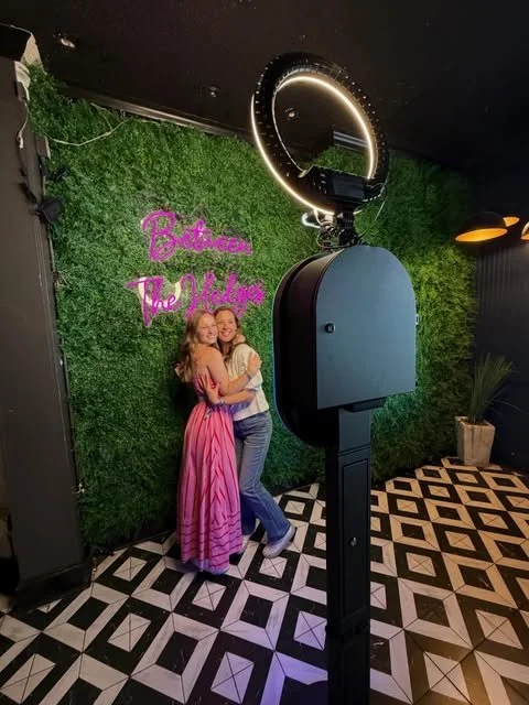 Classic City Photo Booths ring-light photo booth at an Athens event with two guests posing