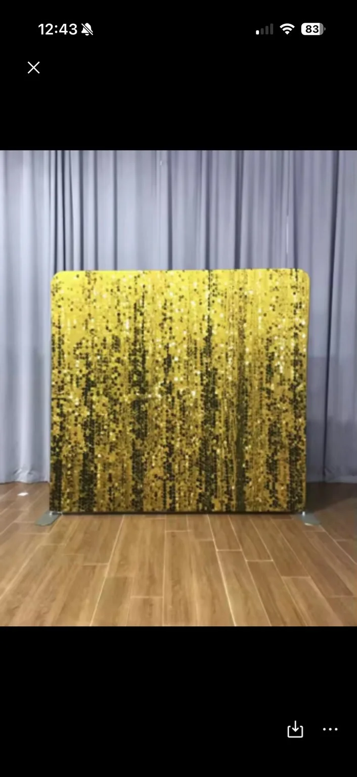 Gold and Black backdrop design reference with gold and dark vertical accents.