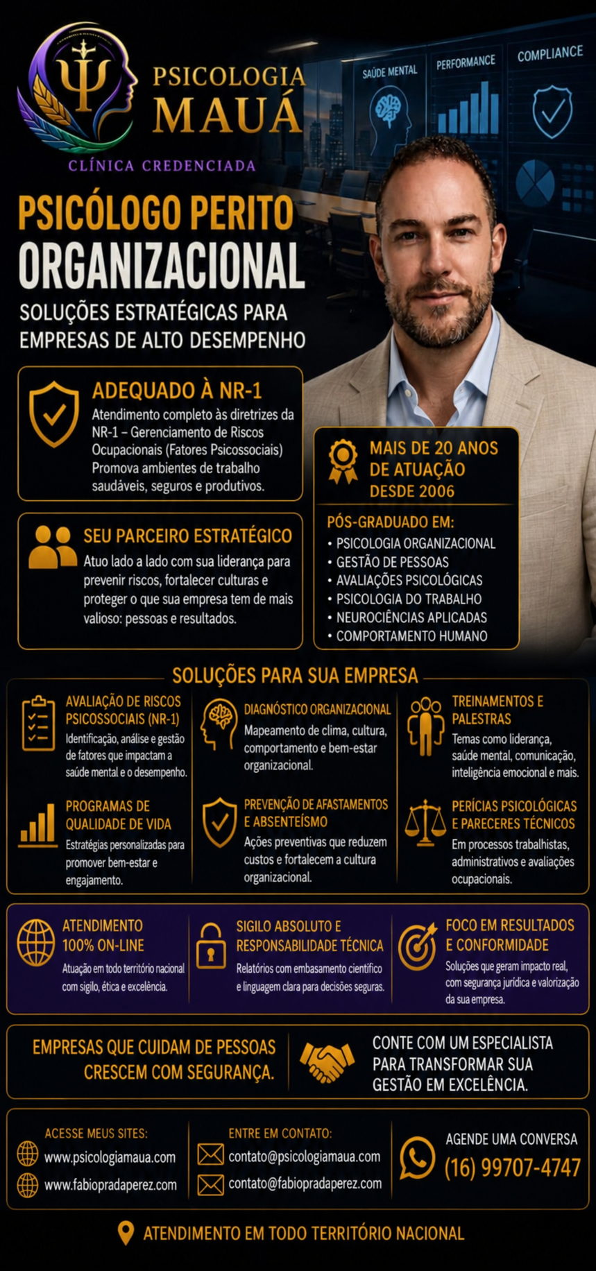 Psicologia organizacional, NR-1, saúde mental, treinamentos e avaliações para empresas