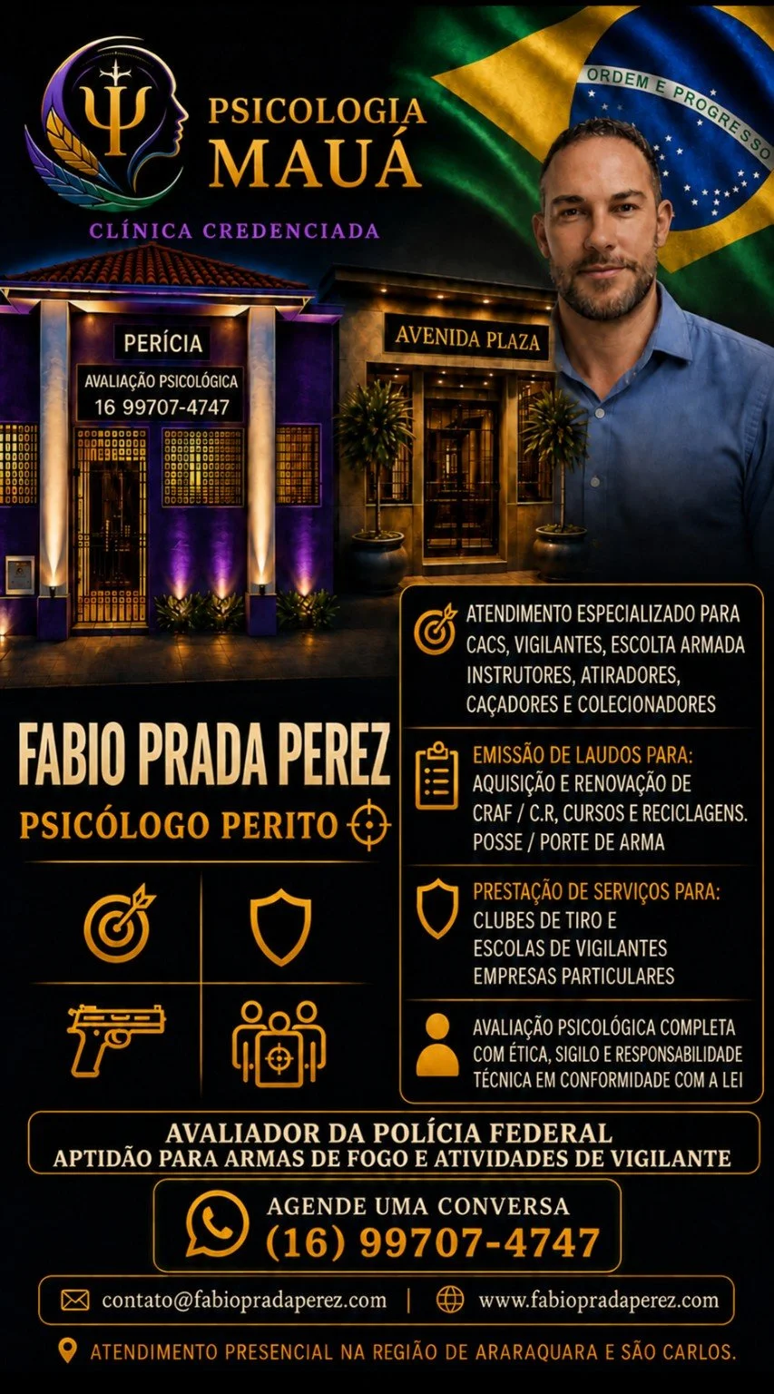 Avaliação psicológica para CR, CRAF, CAC, vigilantes, escolta armada, posse e porte