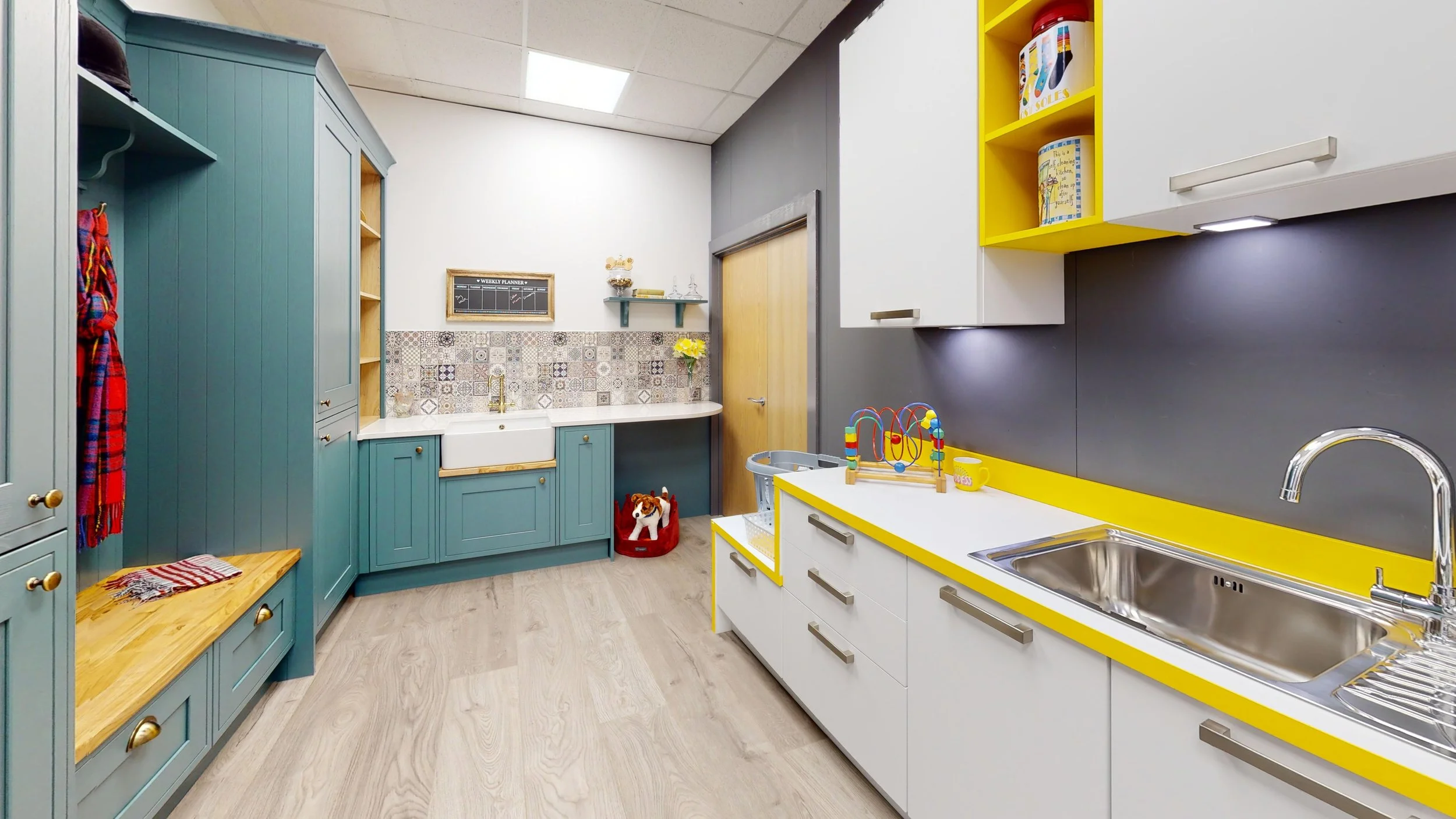 Interiors and adjacent spaces display in RFK Rugby showroom