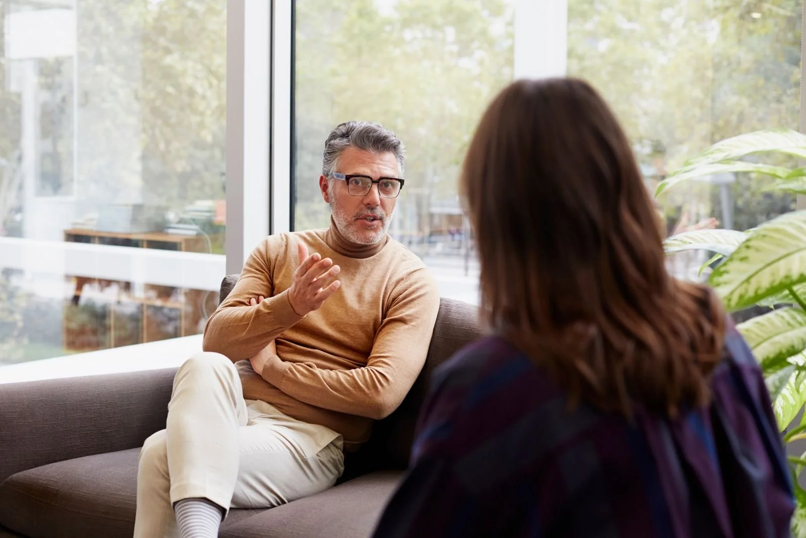 Two people in conversation