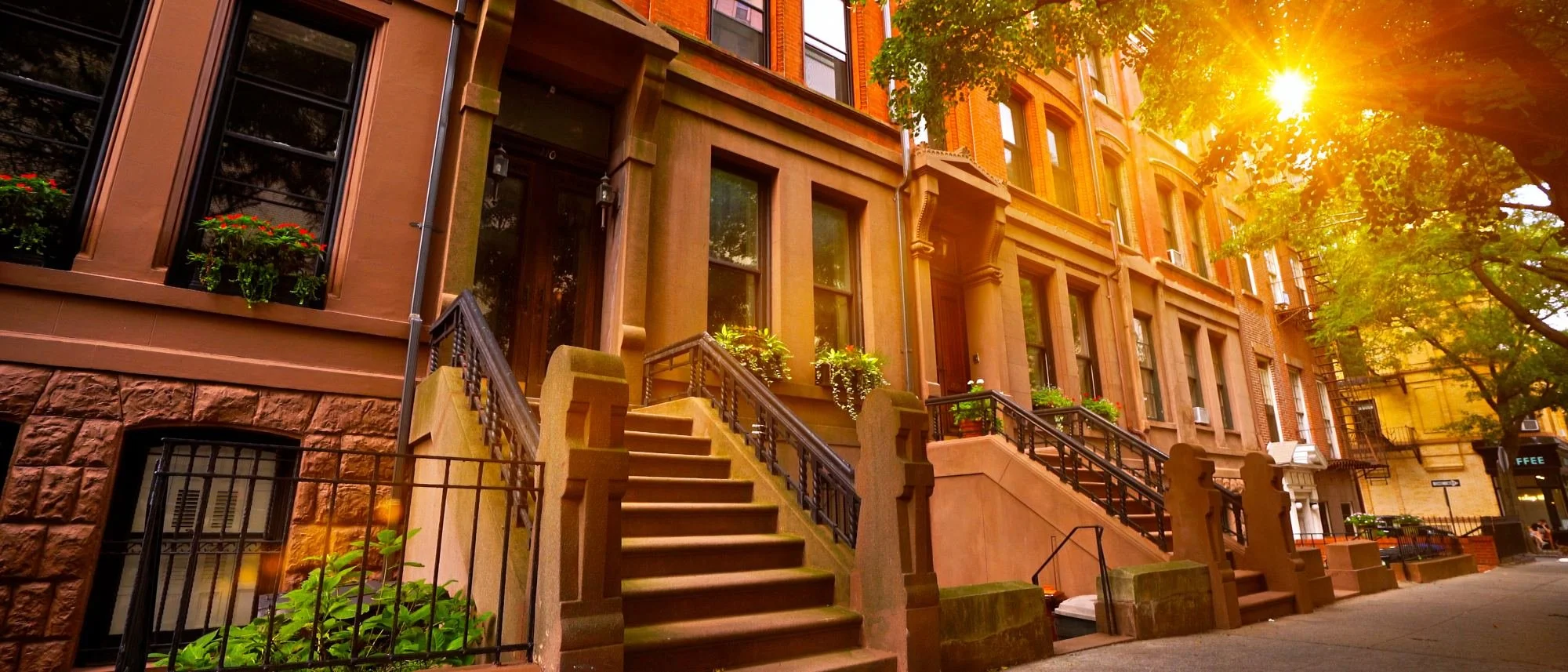 Prewar residential building, Manhattan, morning light
