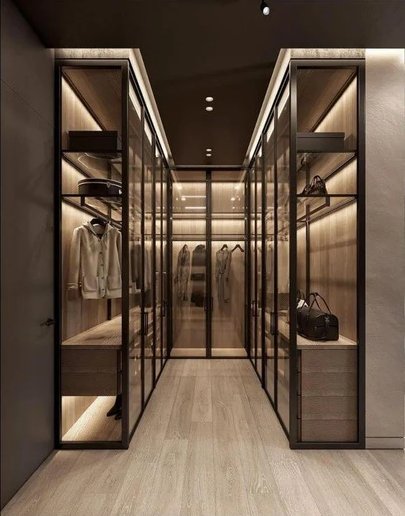 Modern Narrow Walk-In Closet