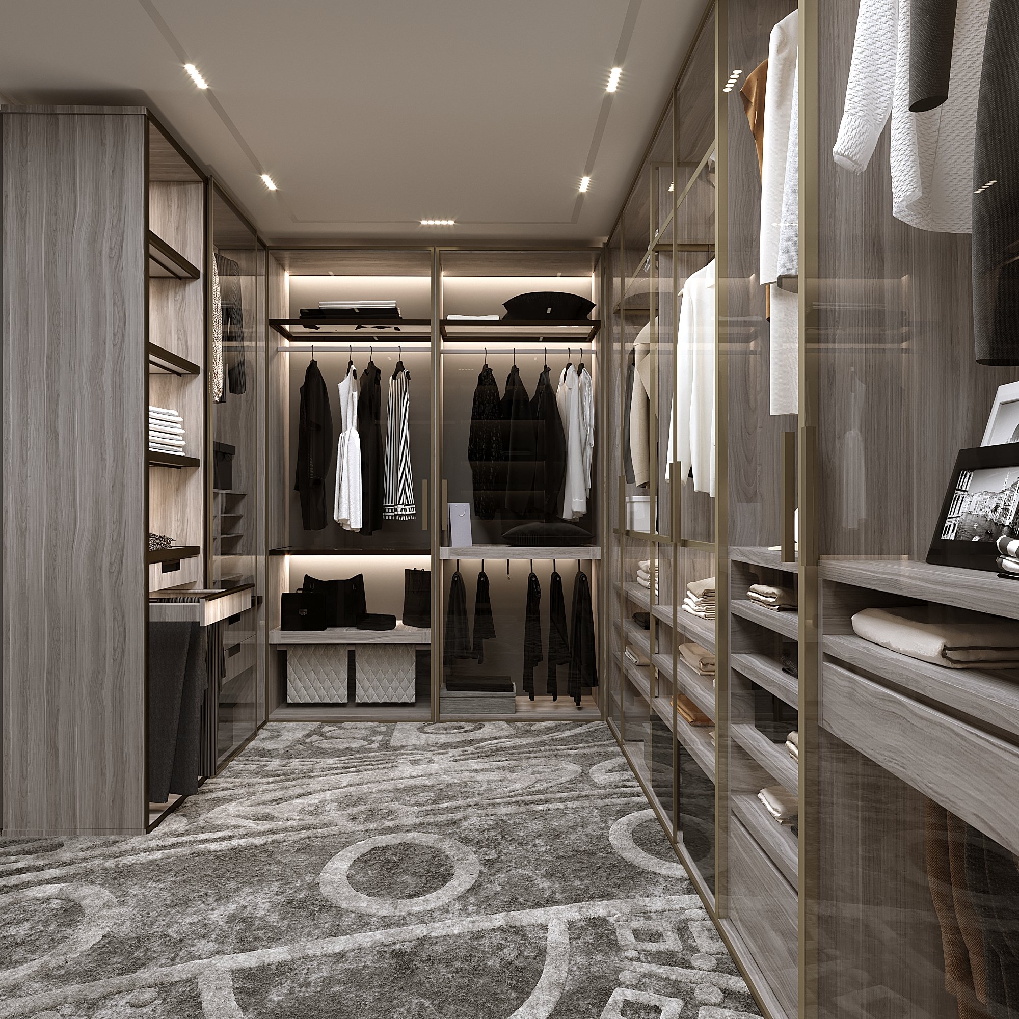 Elegant Glass Wardrobe Corridor