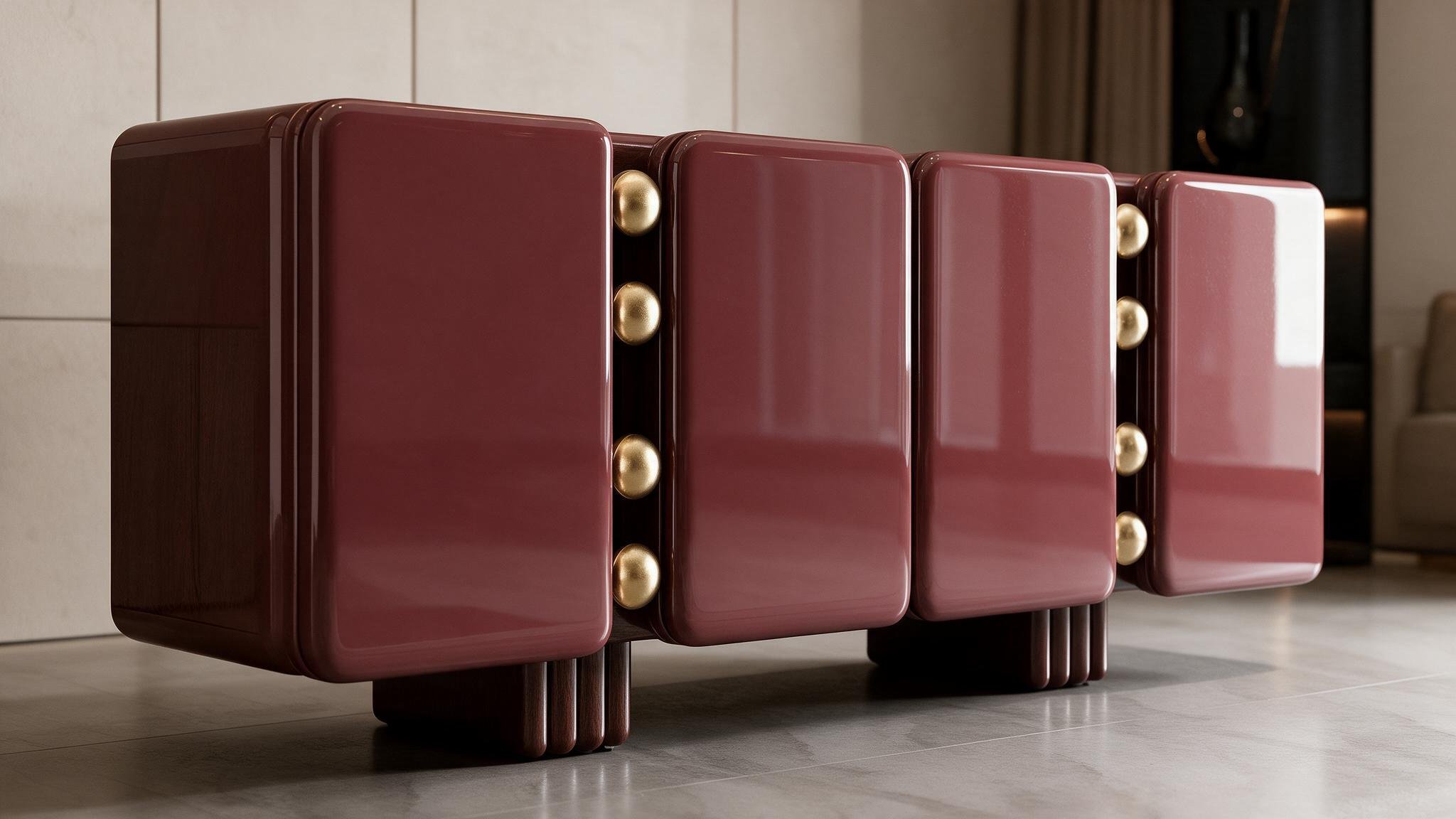 Scalloped High Gloss Lacquer Side Table