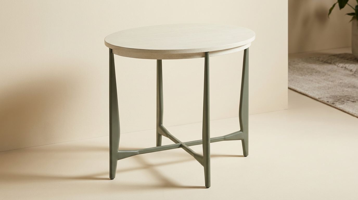 Cream White Round Side Table