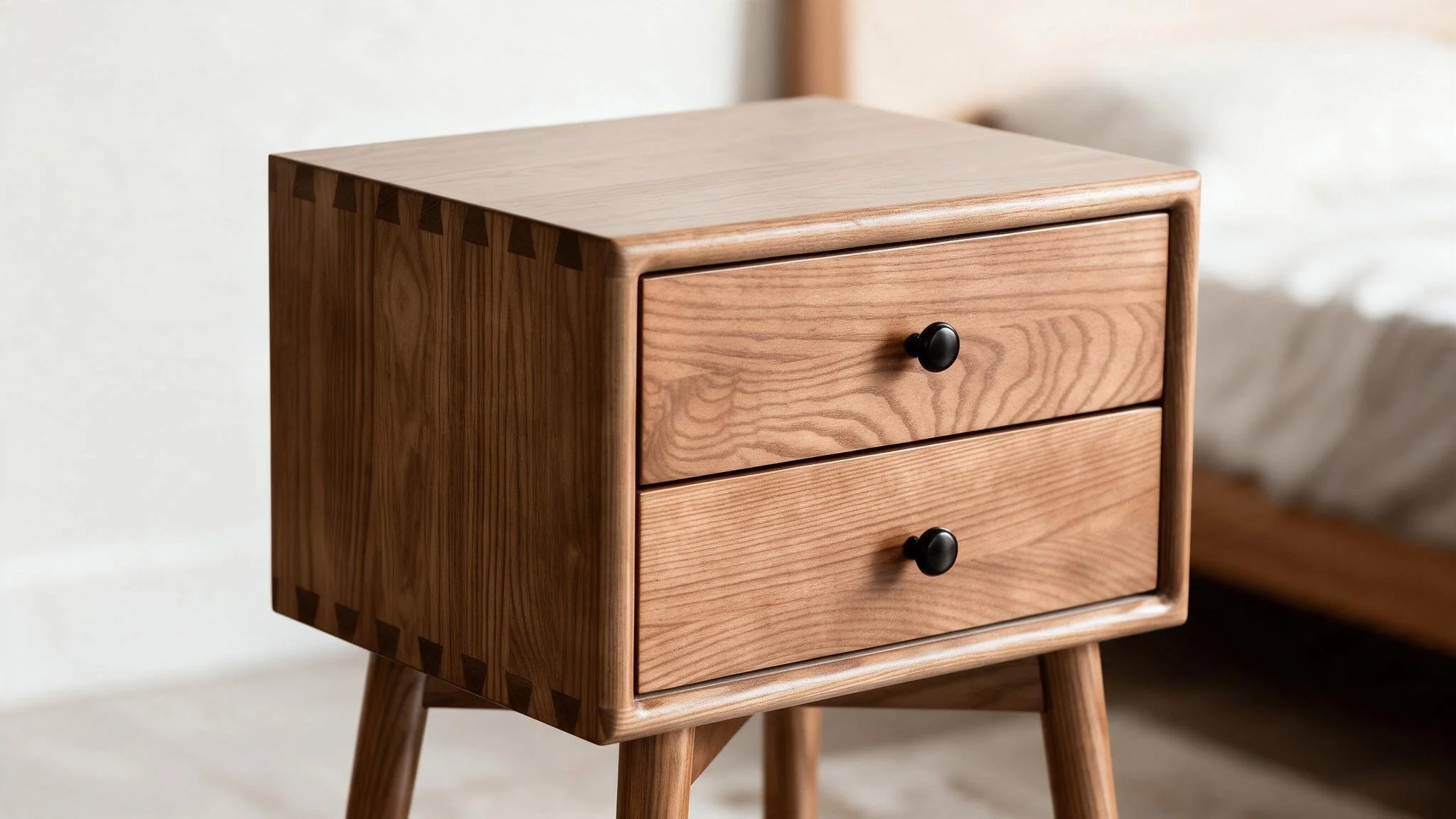 Light Oak Wood Bedside Table