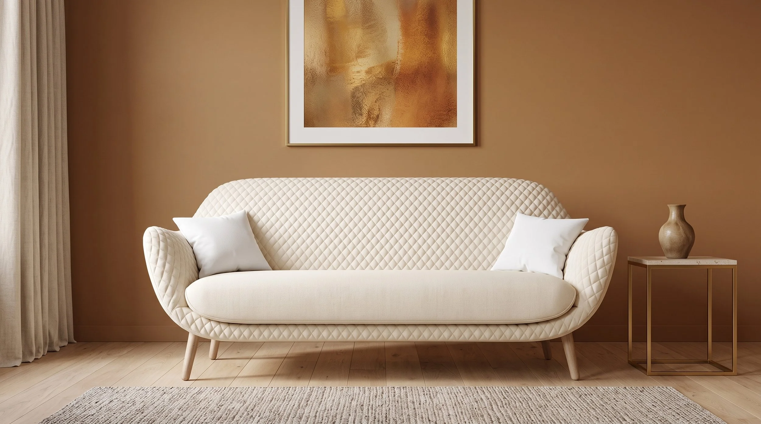 Cream Quilted Sofa