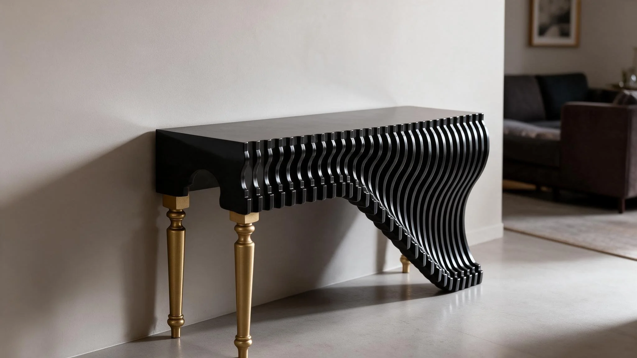 Glossy Black Console Table