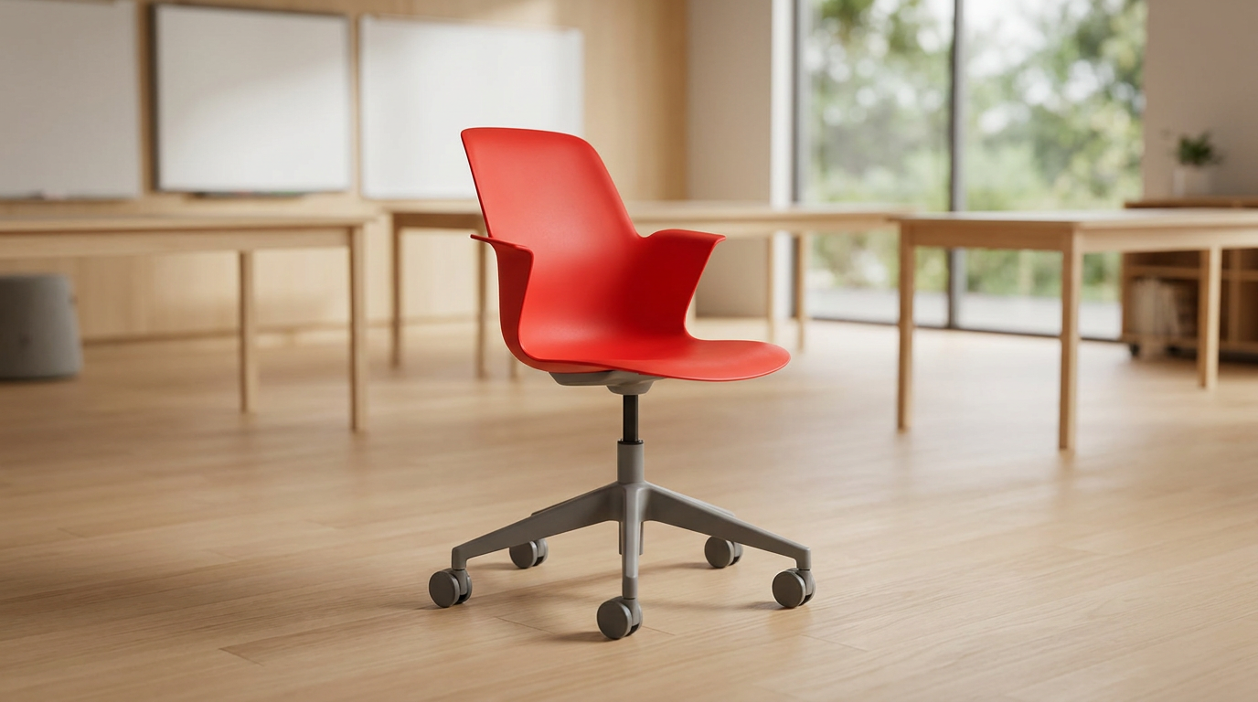 Red Plastic Student Chair