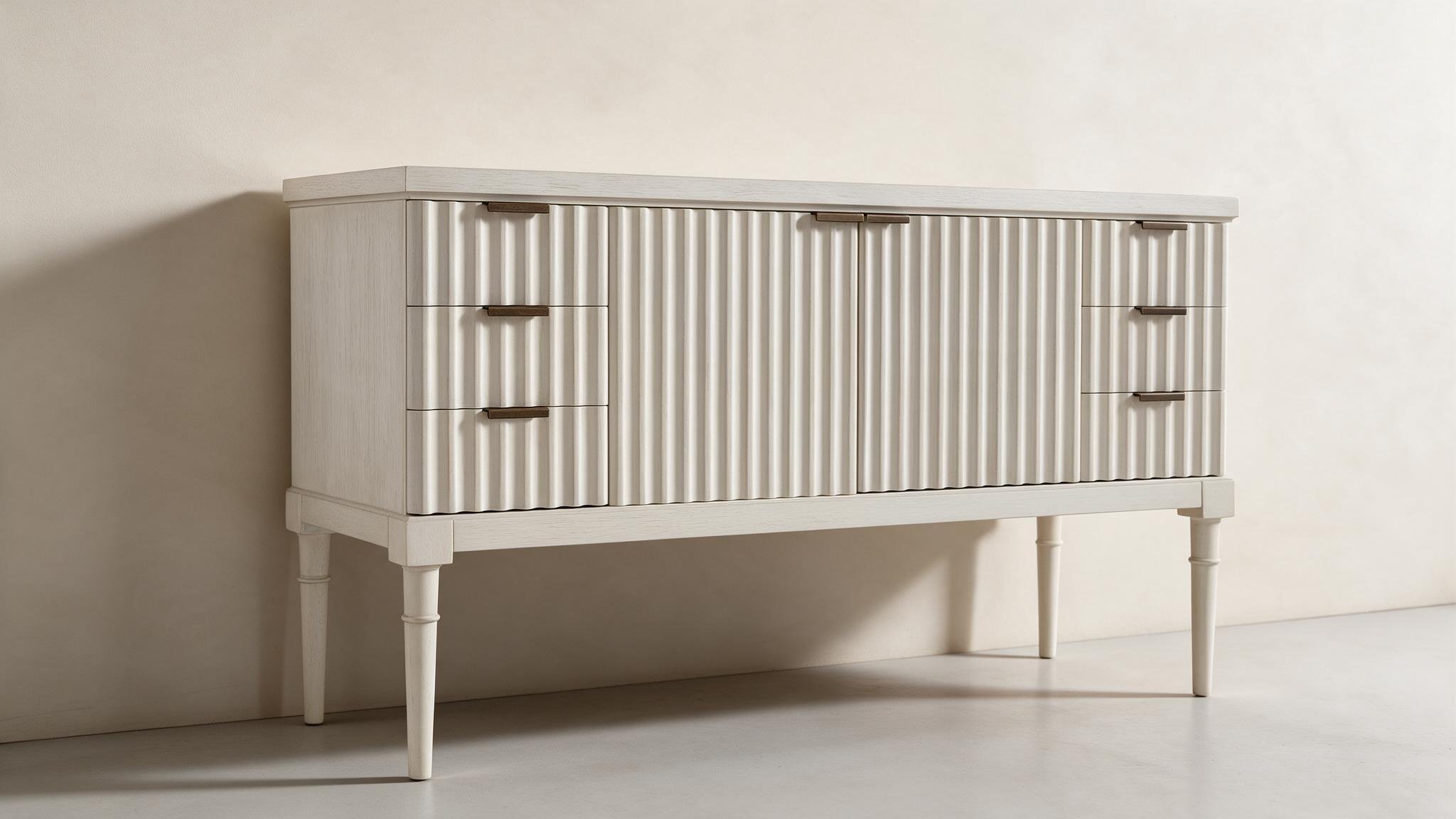 Fluted Console Cabinet with Tapered Legs