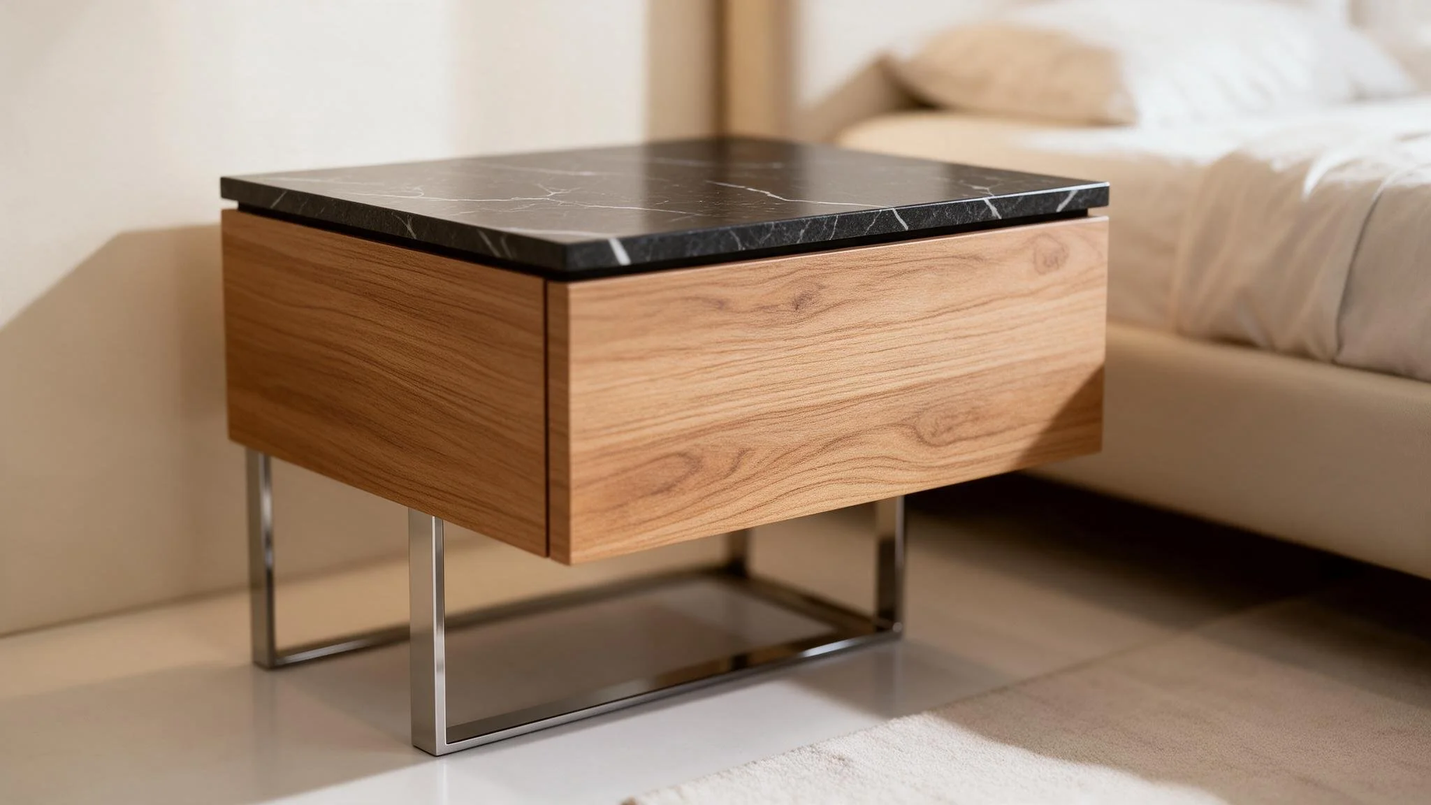 Warm Wood Bedside Table