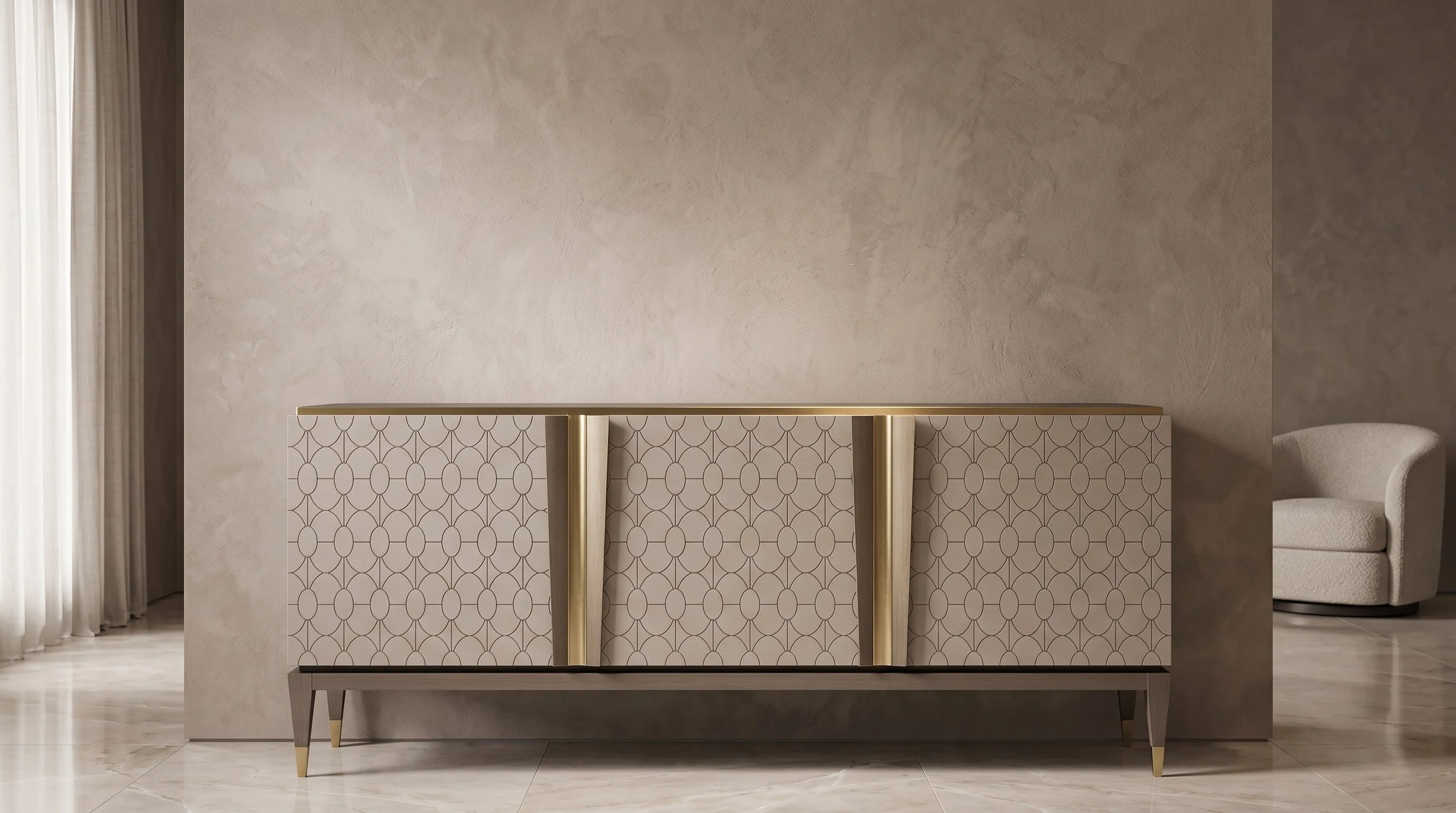 Modern Credenza Against Wall