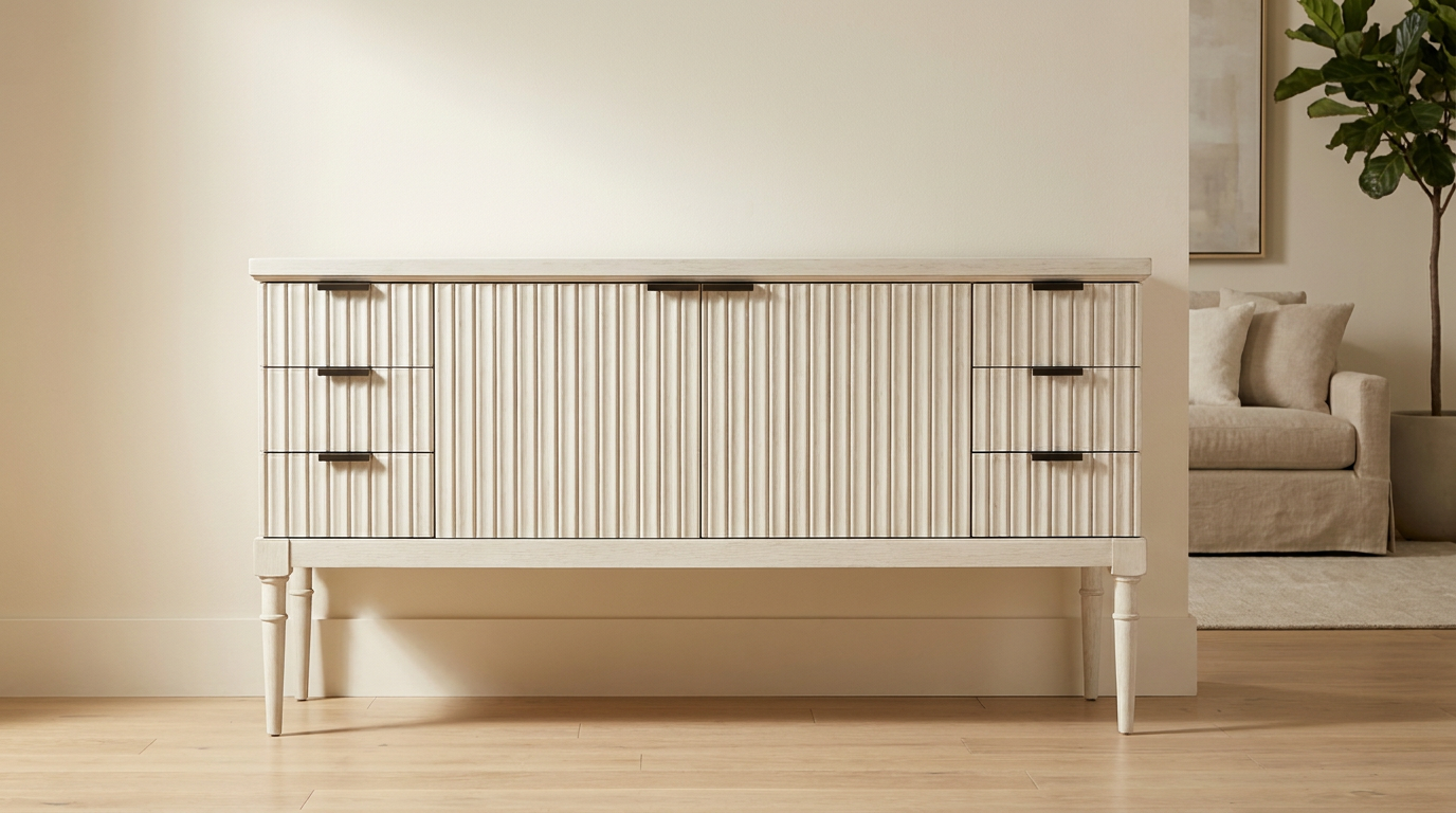 White Cream Fluted Sideboard