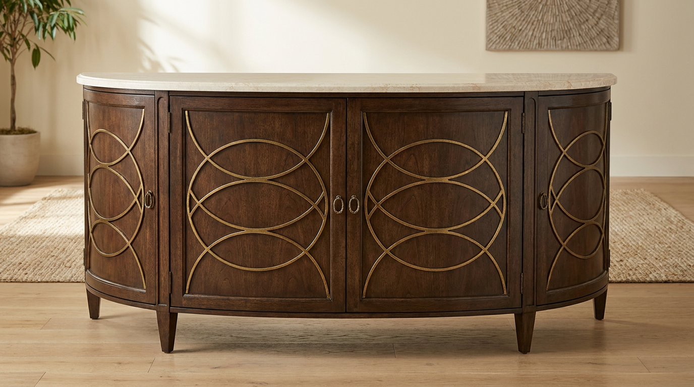 Dark Wood Curved Console