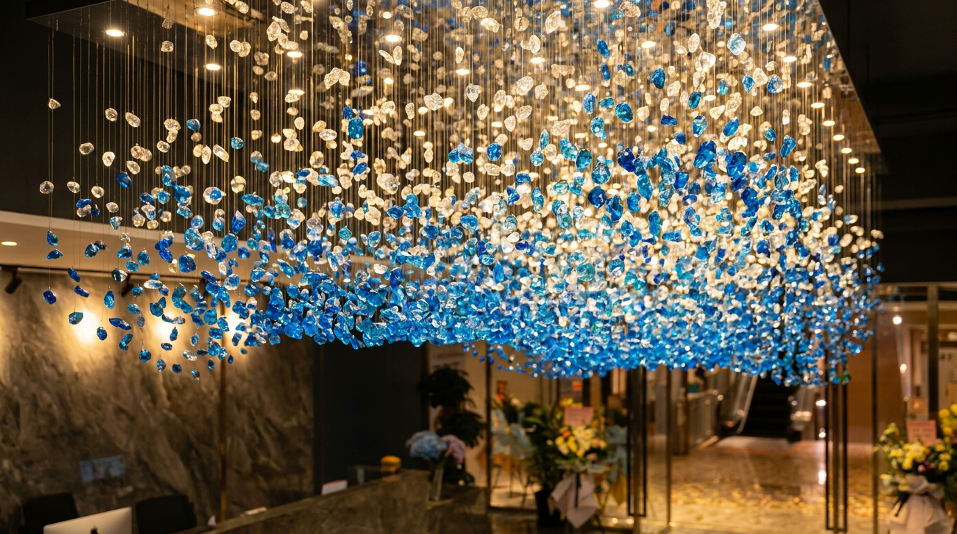Blue Crystal Cascade Chandelier