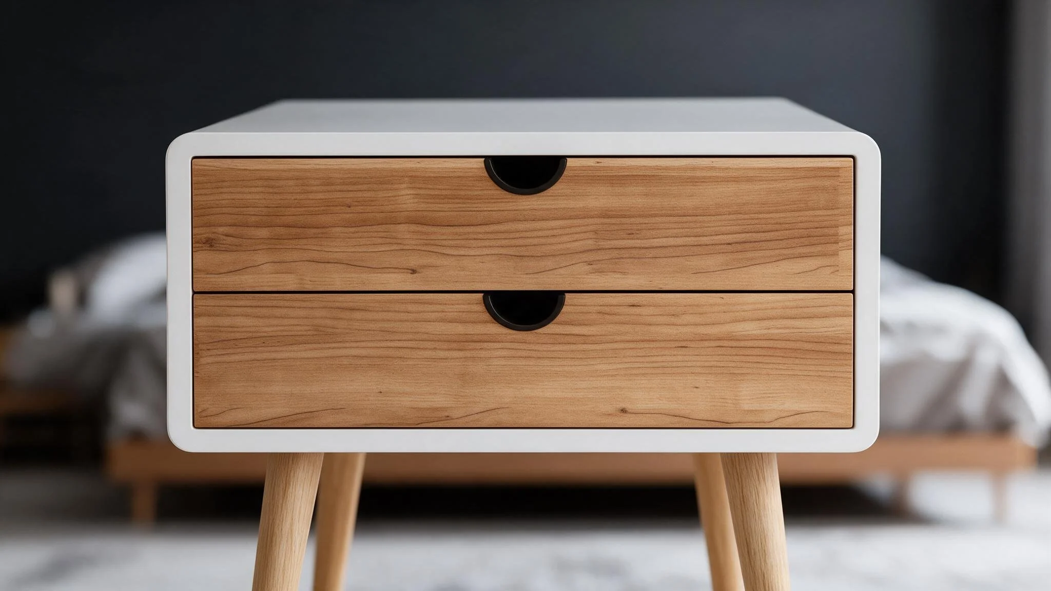 White Lacquer Bedside Table