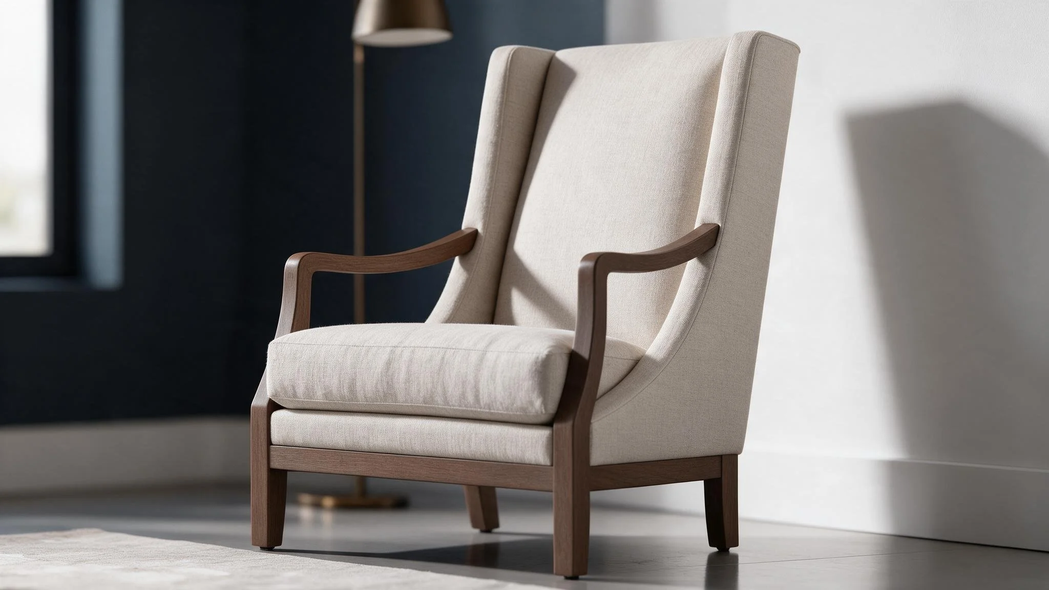 Beige Wingback Accent Chair