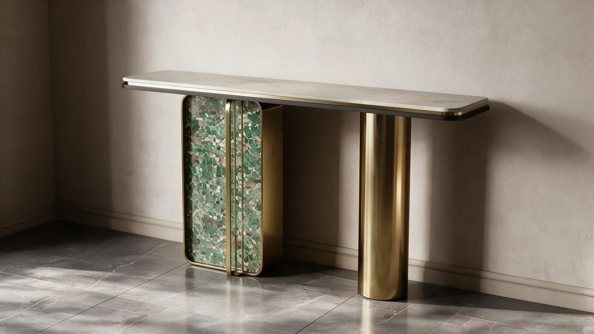 Console Table with Green Stone Top