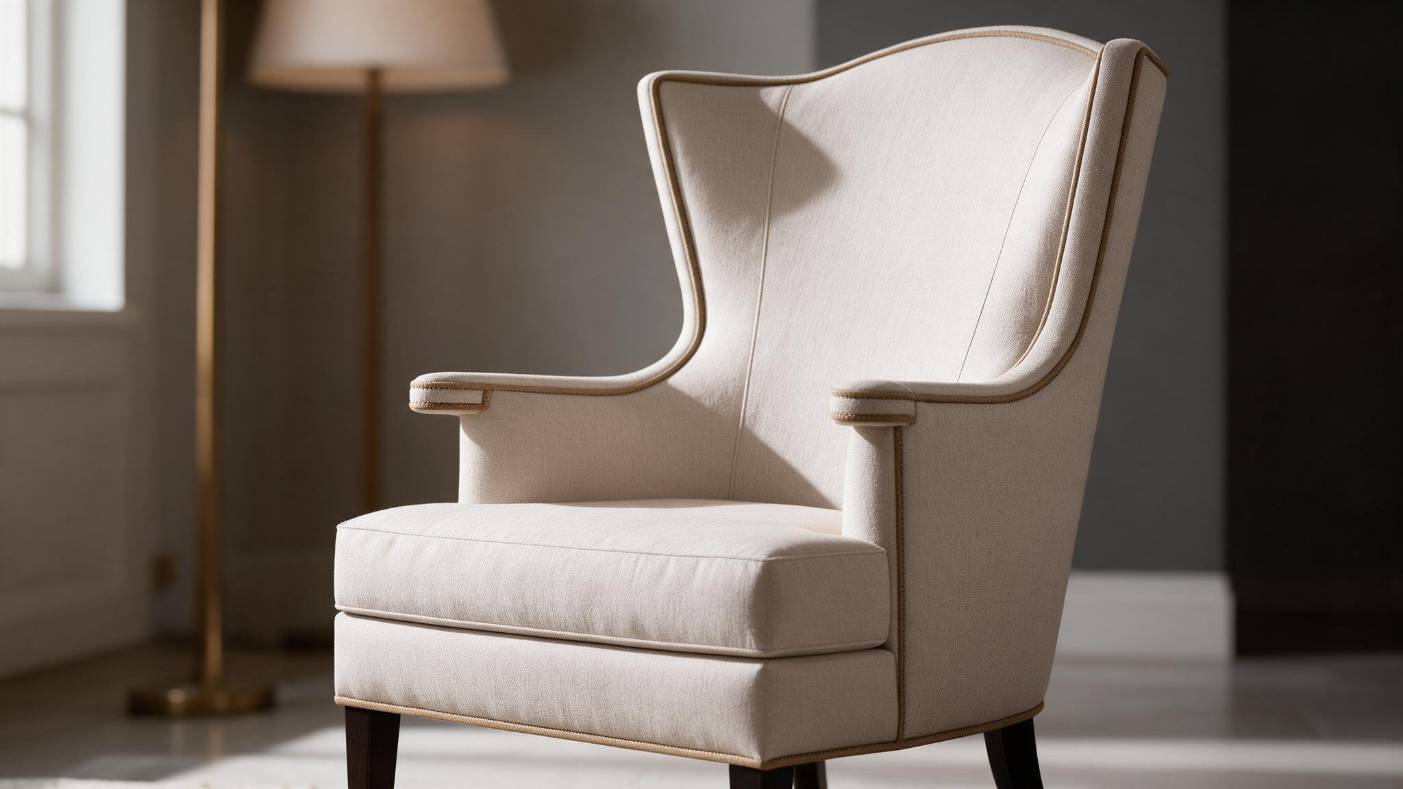 Cream Wingback Accent Chair