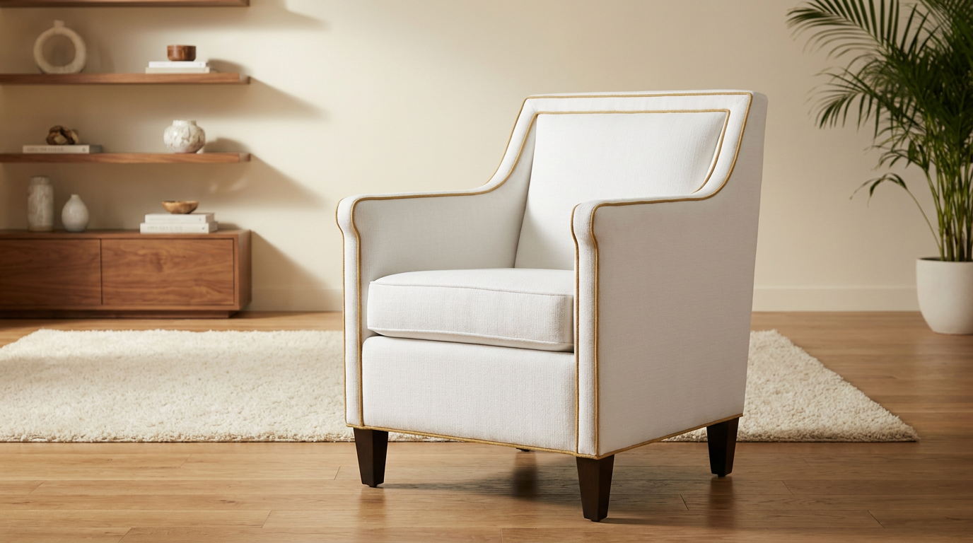 White Fabric Accent Chair