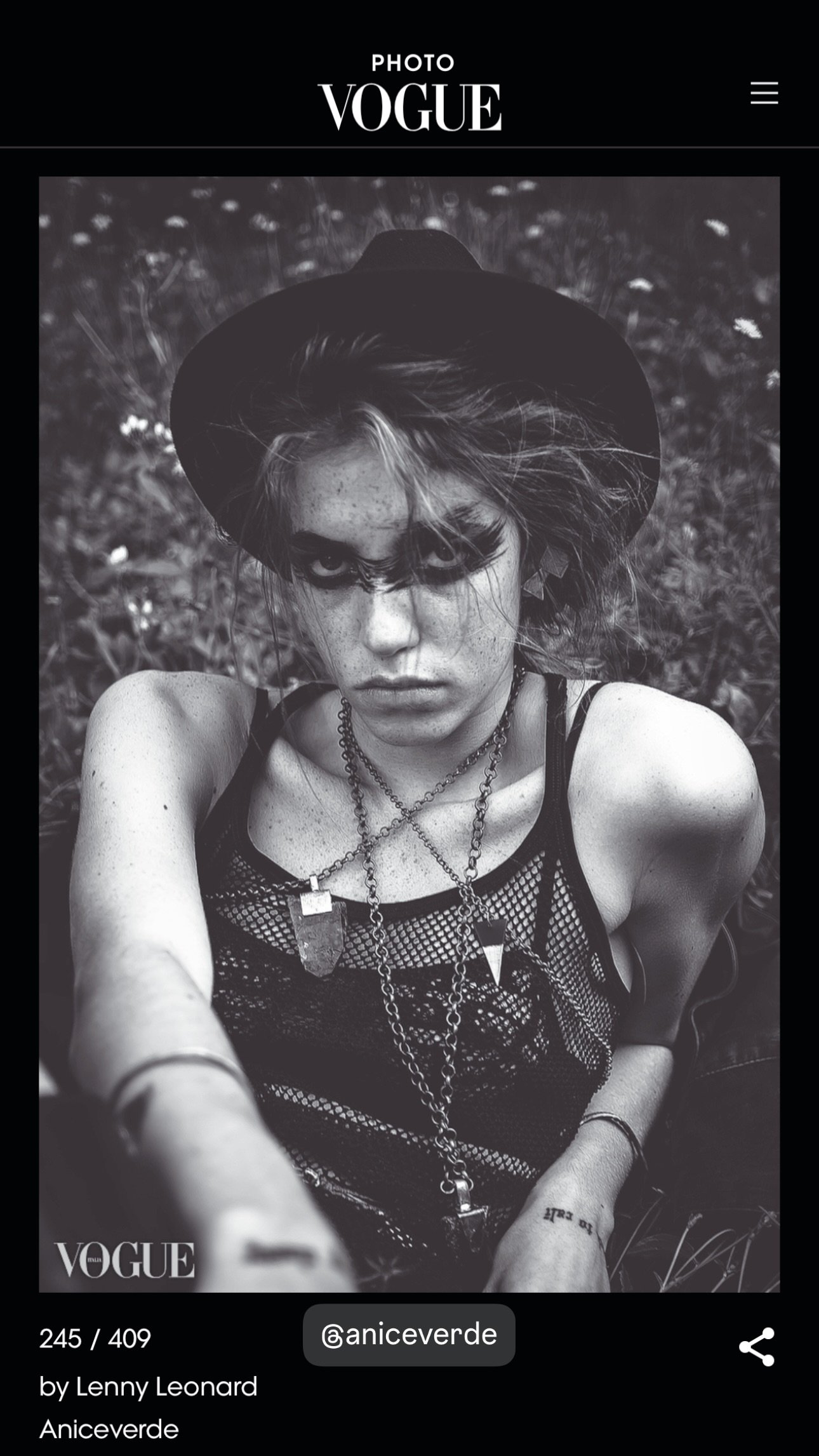 Scatto pubblicato su Vogue Italia