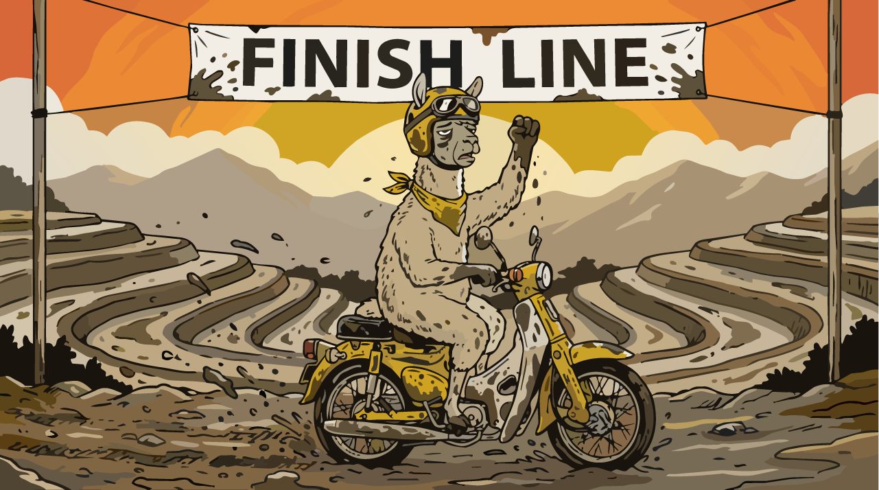 Finish line and party