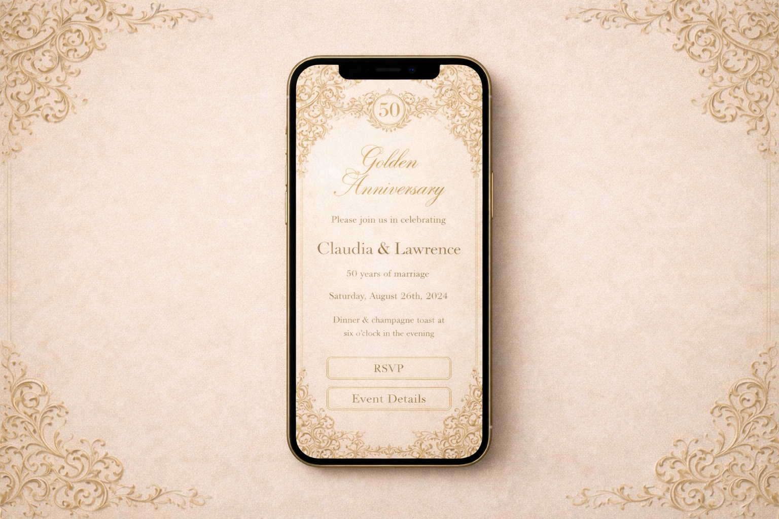 Golden anniversary invitation suite