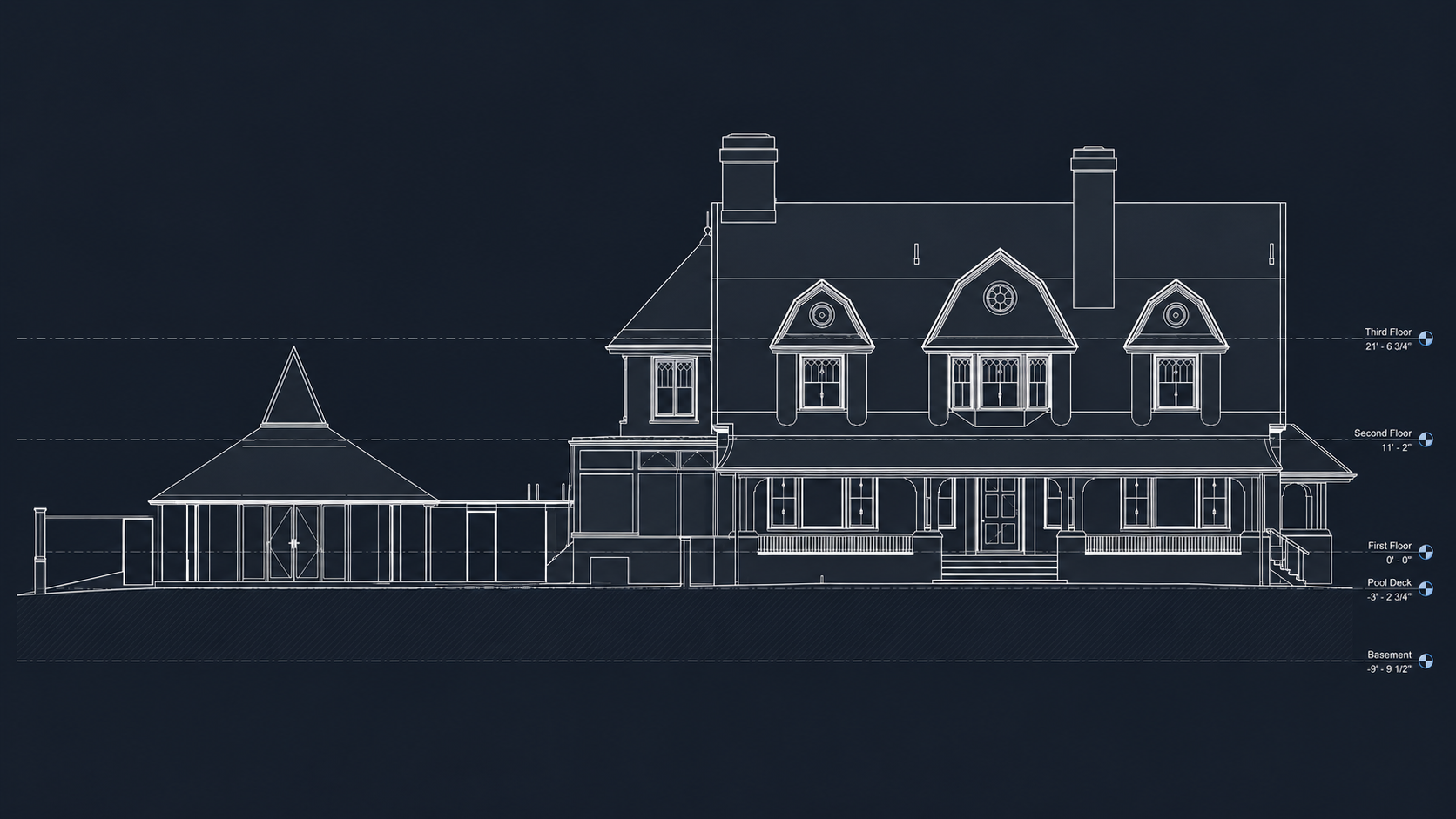 Exterior elevation from Revit model
