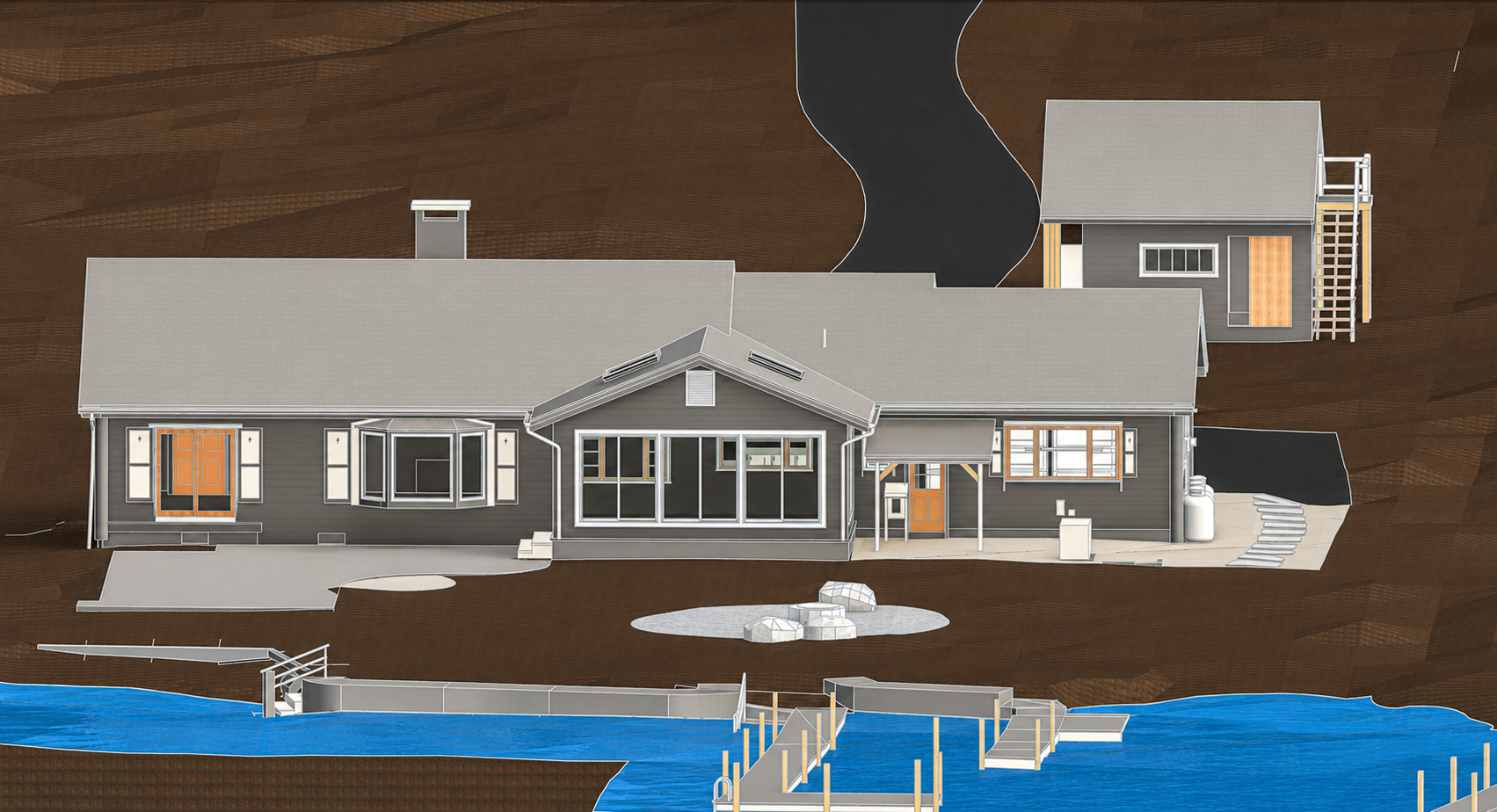 Water-facing Revit model view for Wolfeboro lakefront property