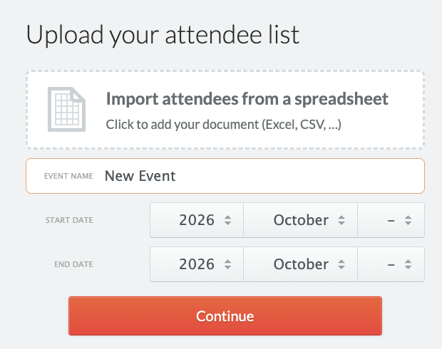 Uploading an attendee list from Excel or CSV in the Conference Badge dashboard