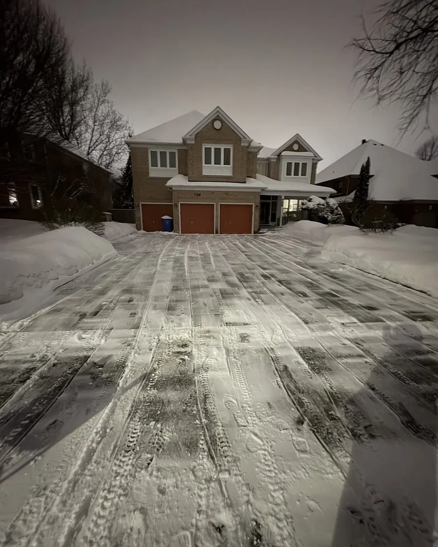 Newmarket driveway cleared at night by QuickPlowz
