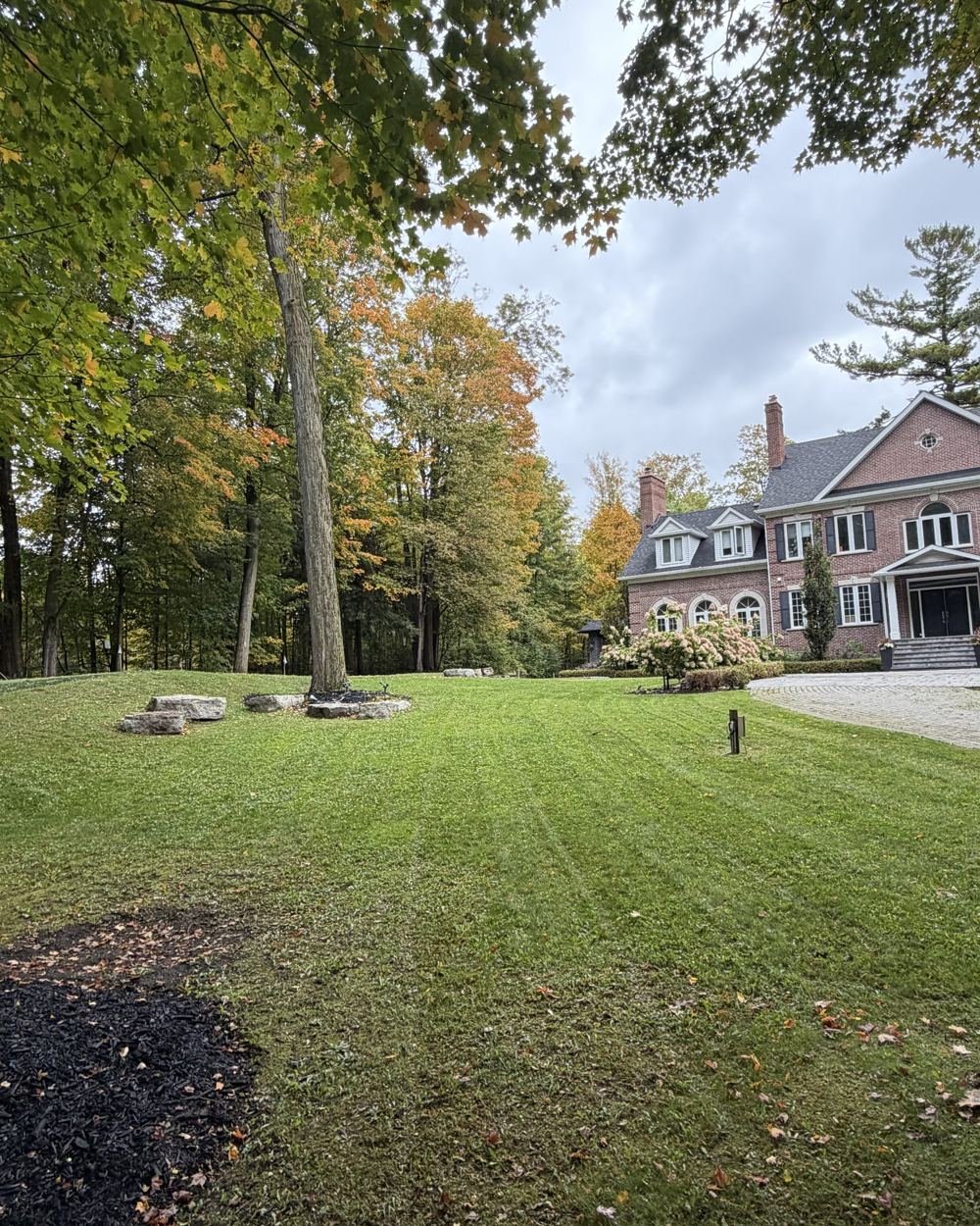 Freshly striped lawn maintained by QuickCutz