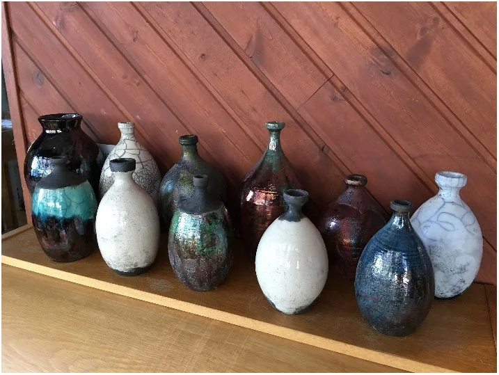 Collection of Raku-fired vessels by David LaPierre