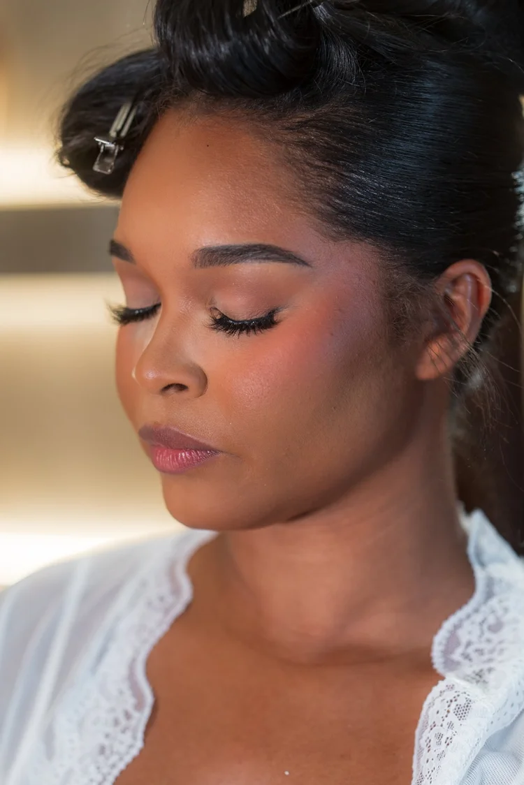 Close-up of a bride during her bridal preparation
