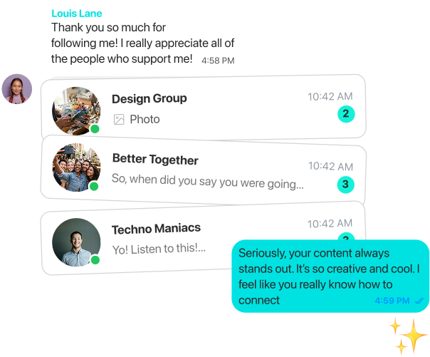 Own. DMs and group chats with fans