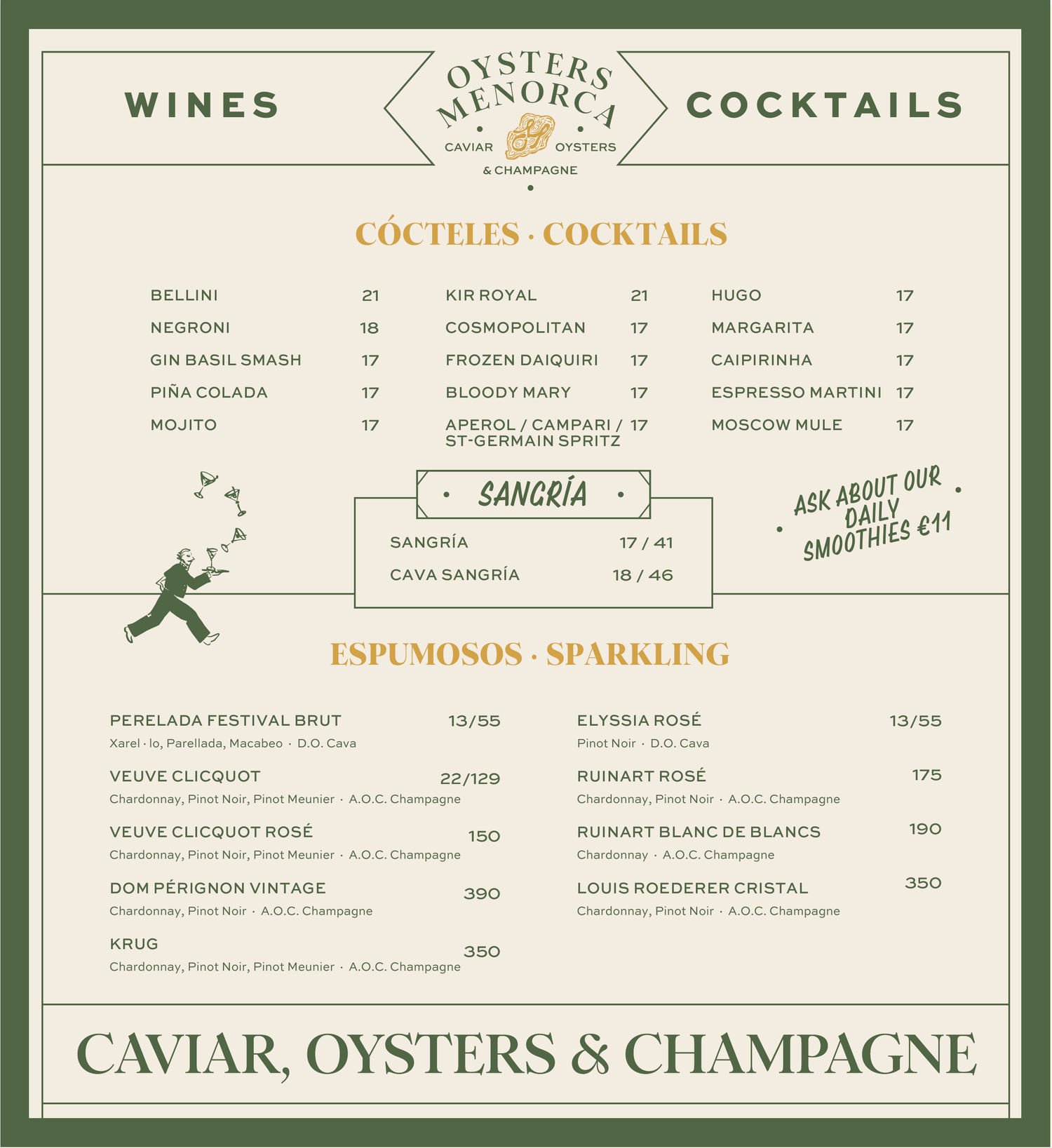 Oysters Mallorca Cocktail Menu