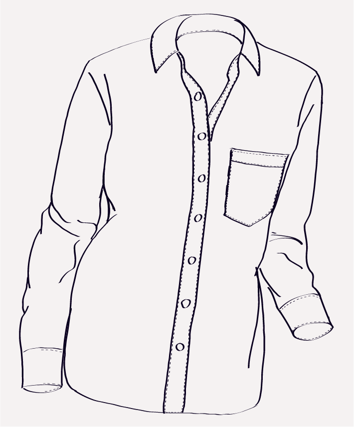 Technical illustration of a structured shirt