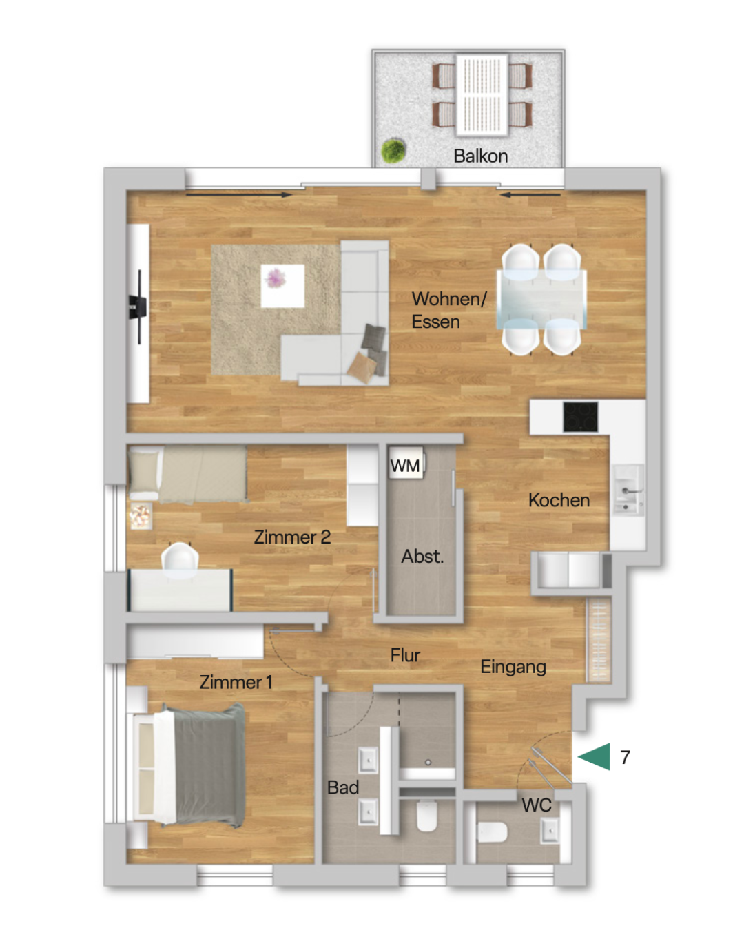 Grundriss Wohnung 1.07