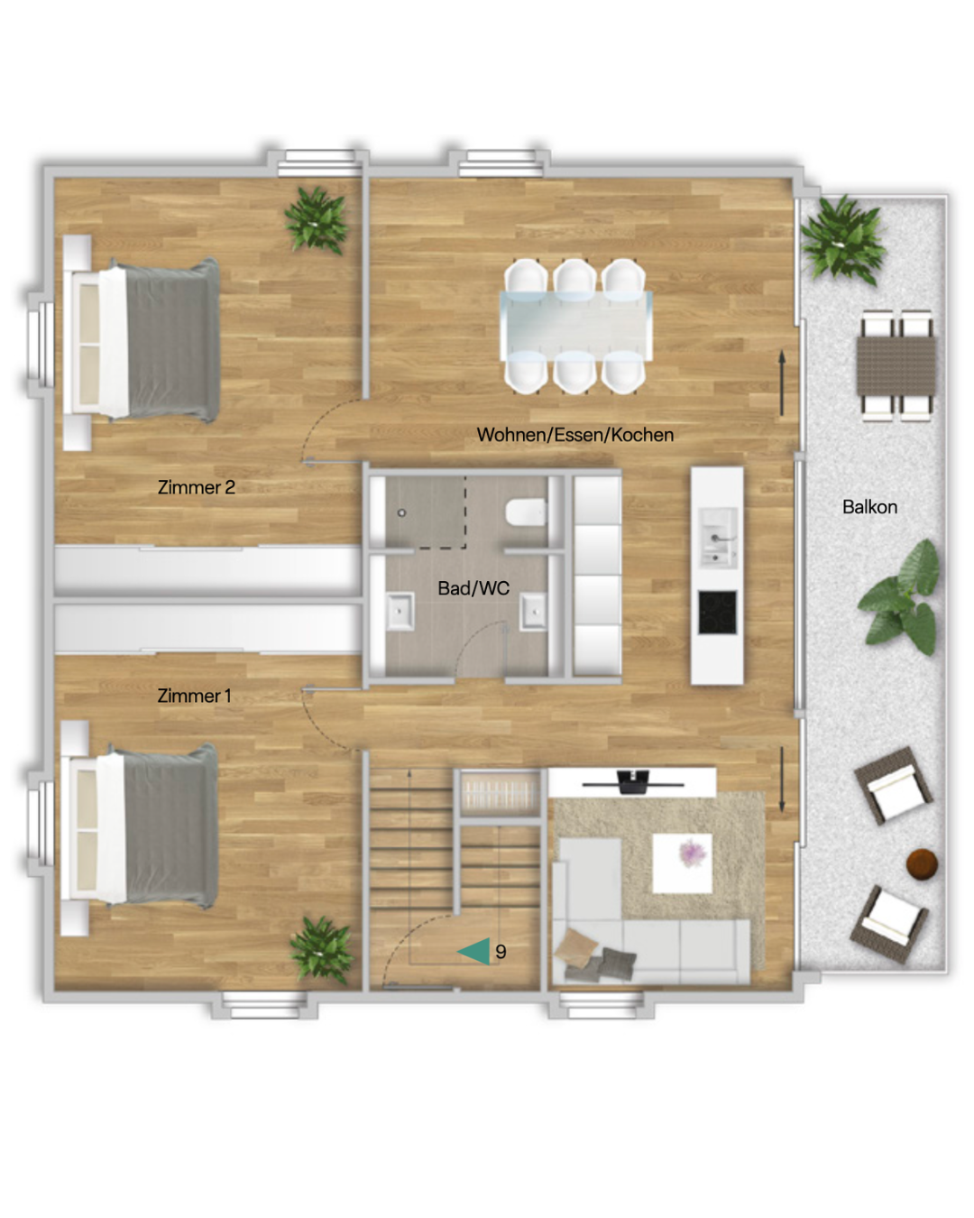 Grundriss Wohnung 1.09