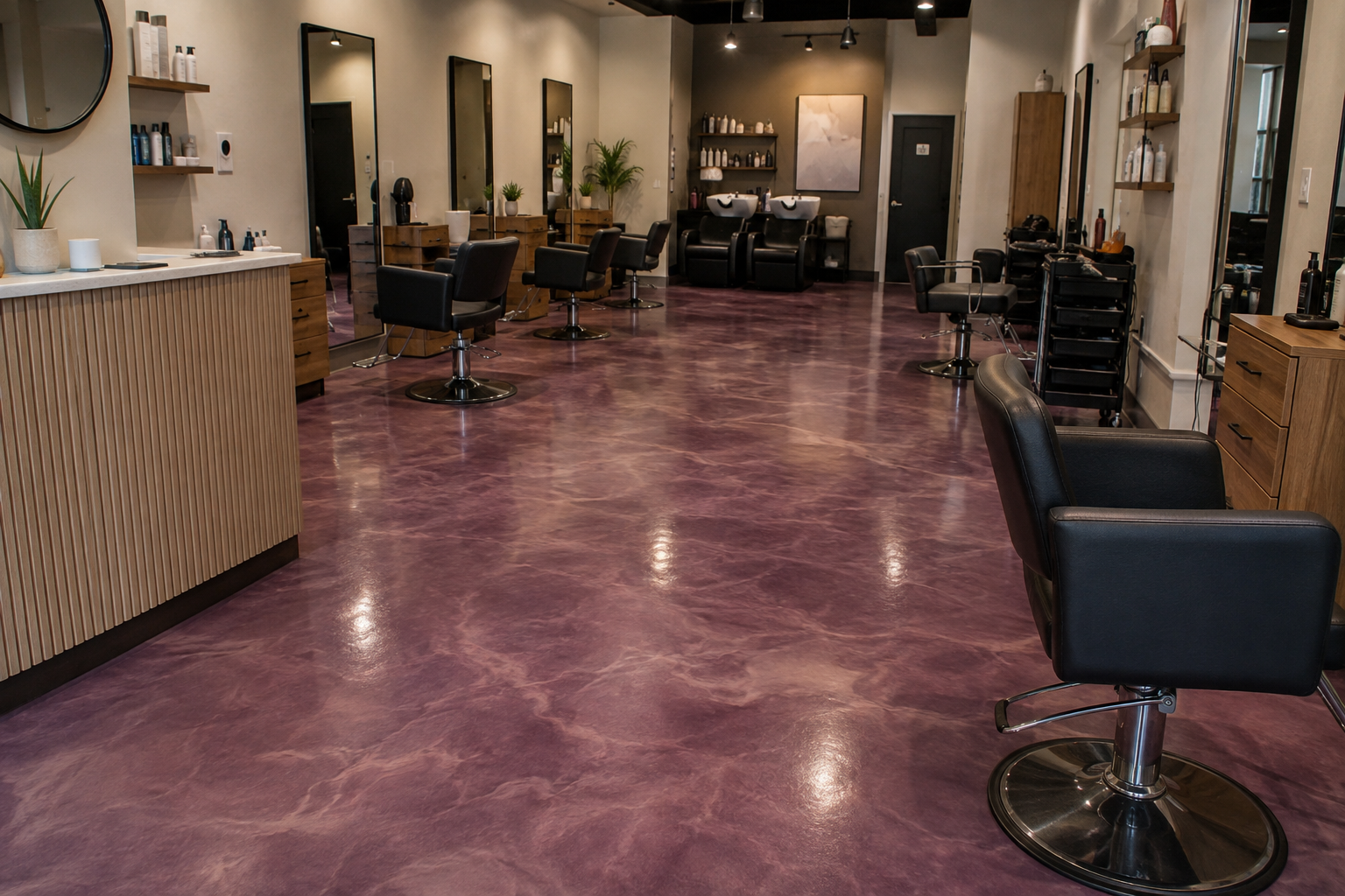 Hair salon epoxy flooring project