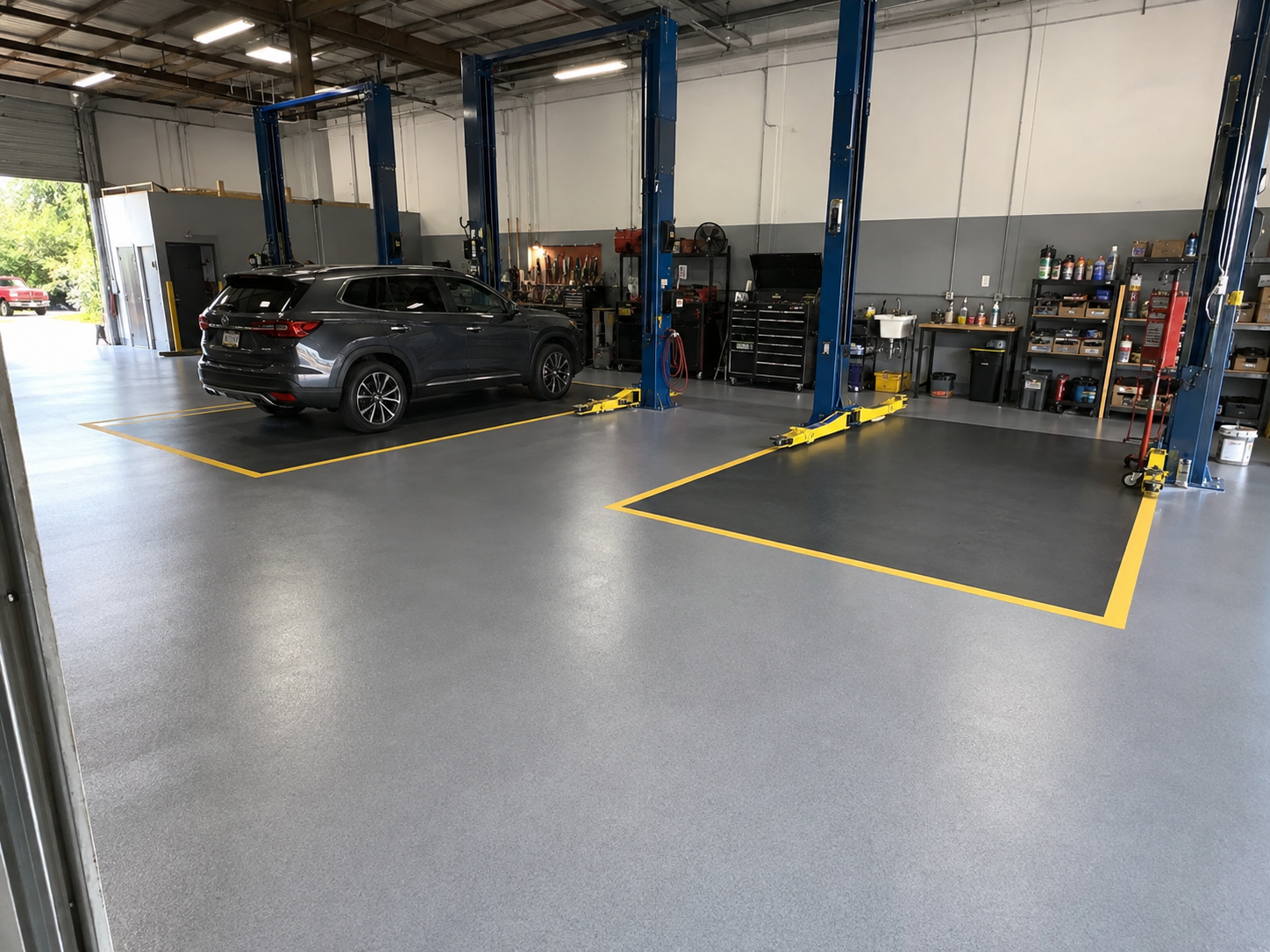 Auto shop epoxy flooring project