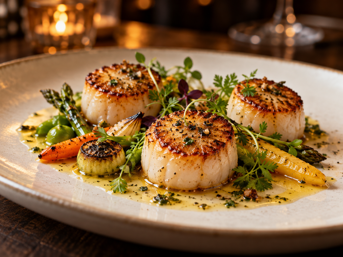 An elegantly plated scallop dish