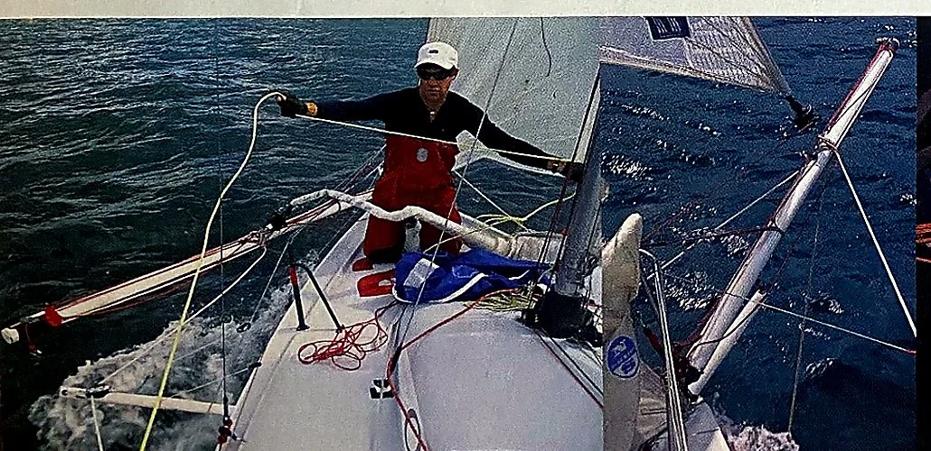 A Mini sailor working on deck beside the articulating bowsprit