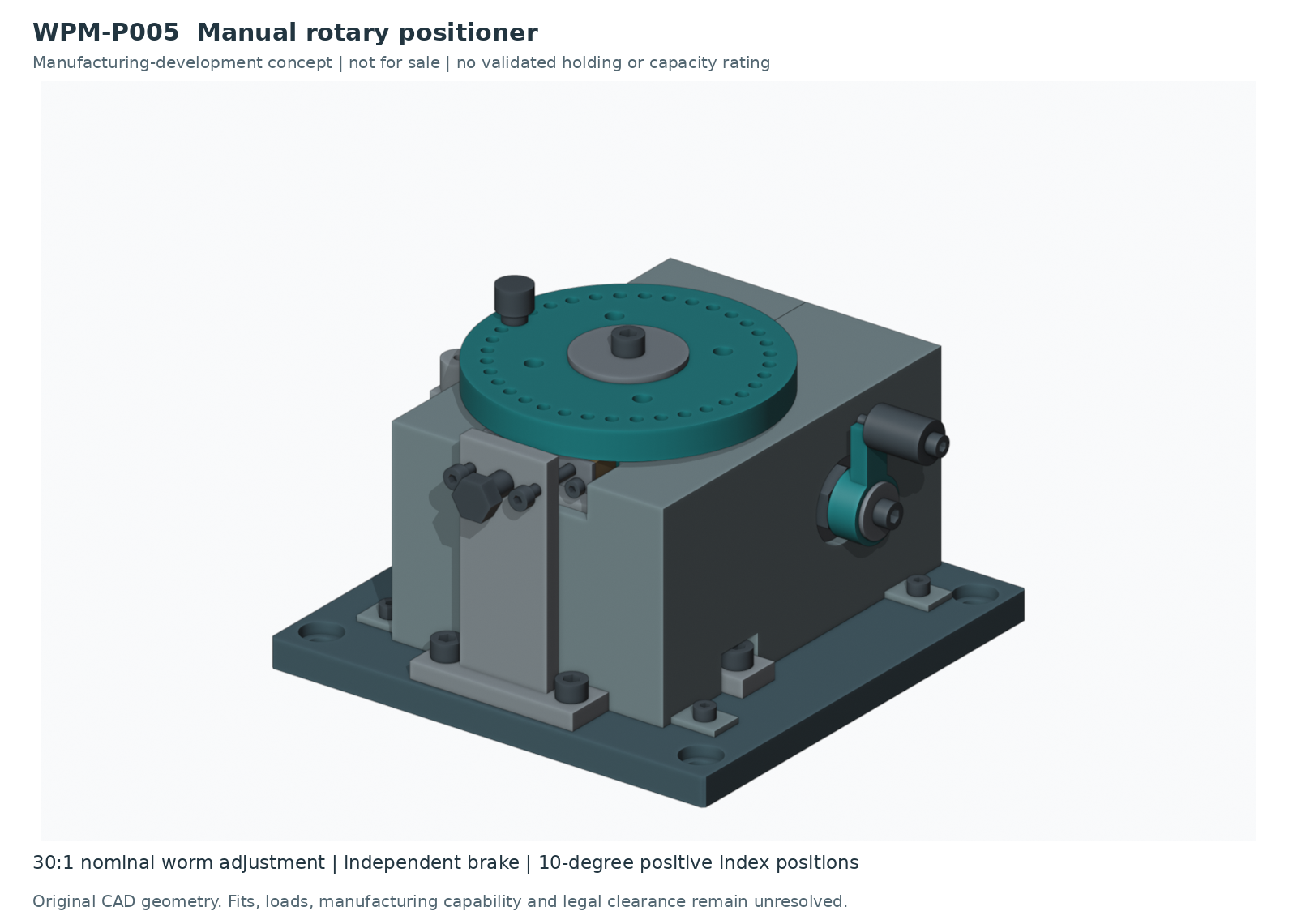 Original CAD concept: Manual rotary positioner.