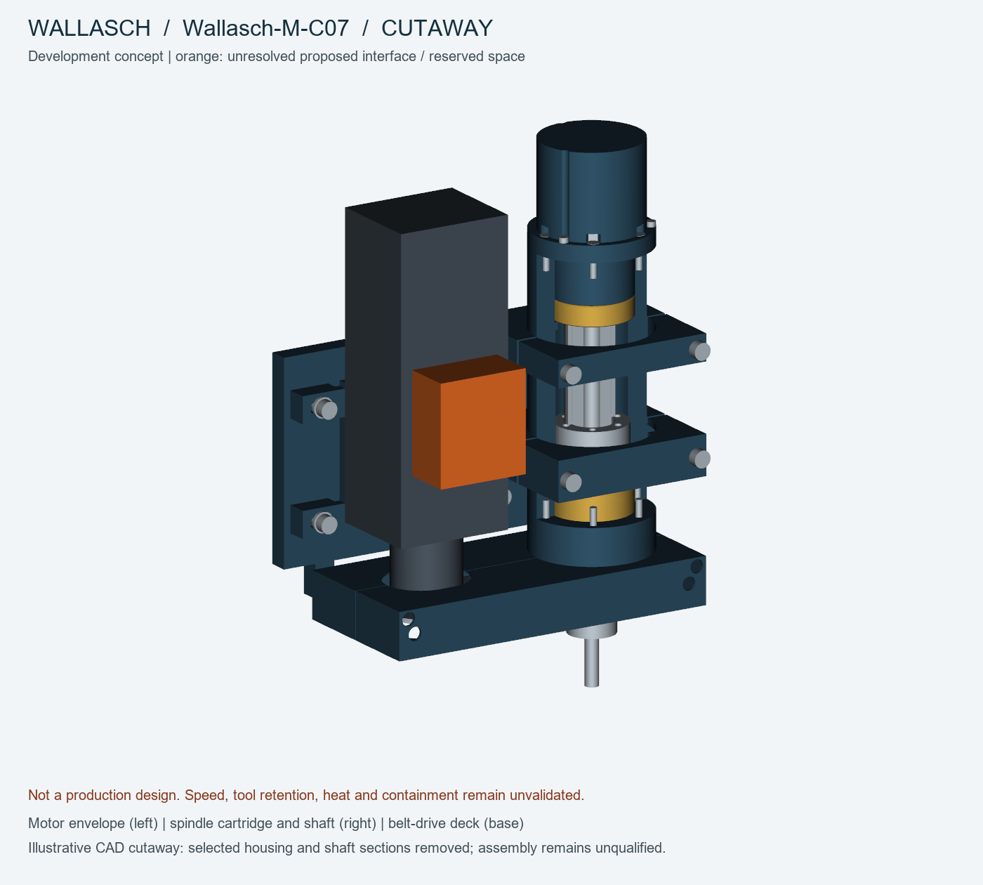 C07 illustrative cutaway exposes internal spindle relationships with selected housing and shaft sections removed